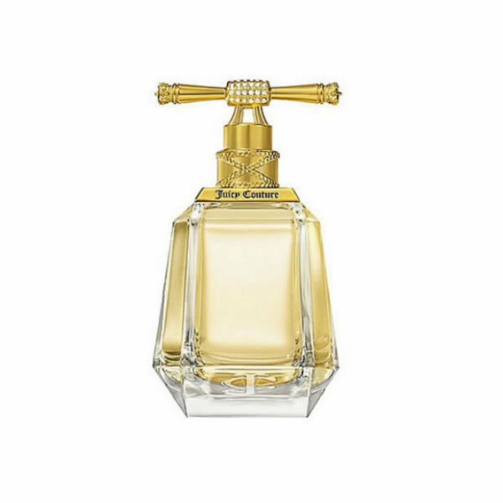 Flacon doré avec base en verre facetté et vaporisateur en T orné de cristaux.