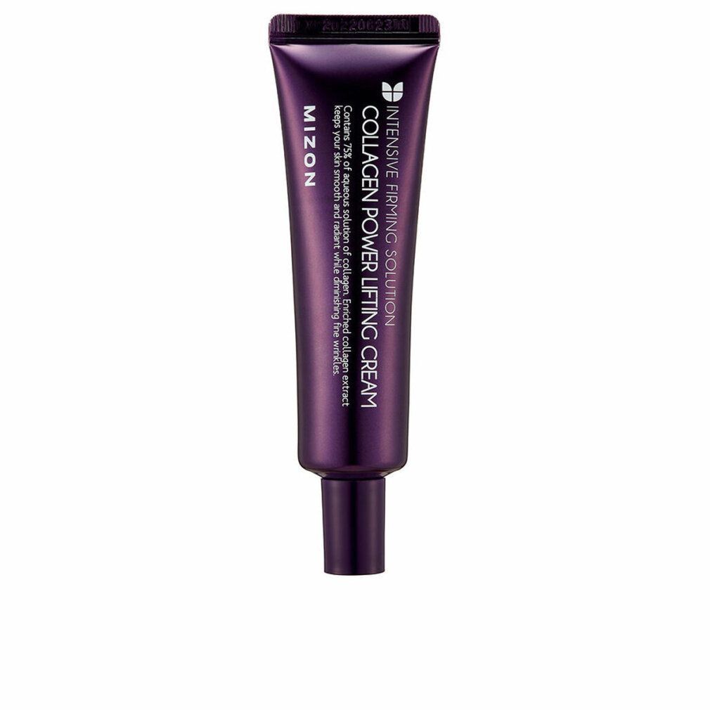 Paarse tube MIZON Collagen Power Lifting Cream. Tekst: Intensive Firming Solution, Collagen Power Lifting Cream.