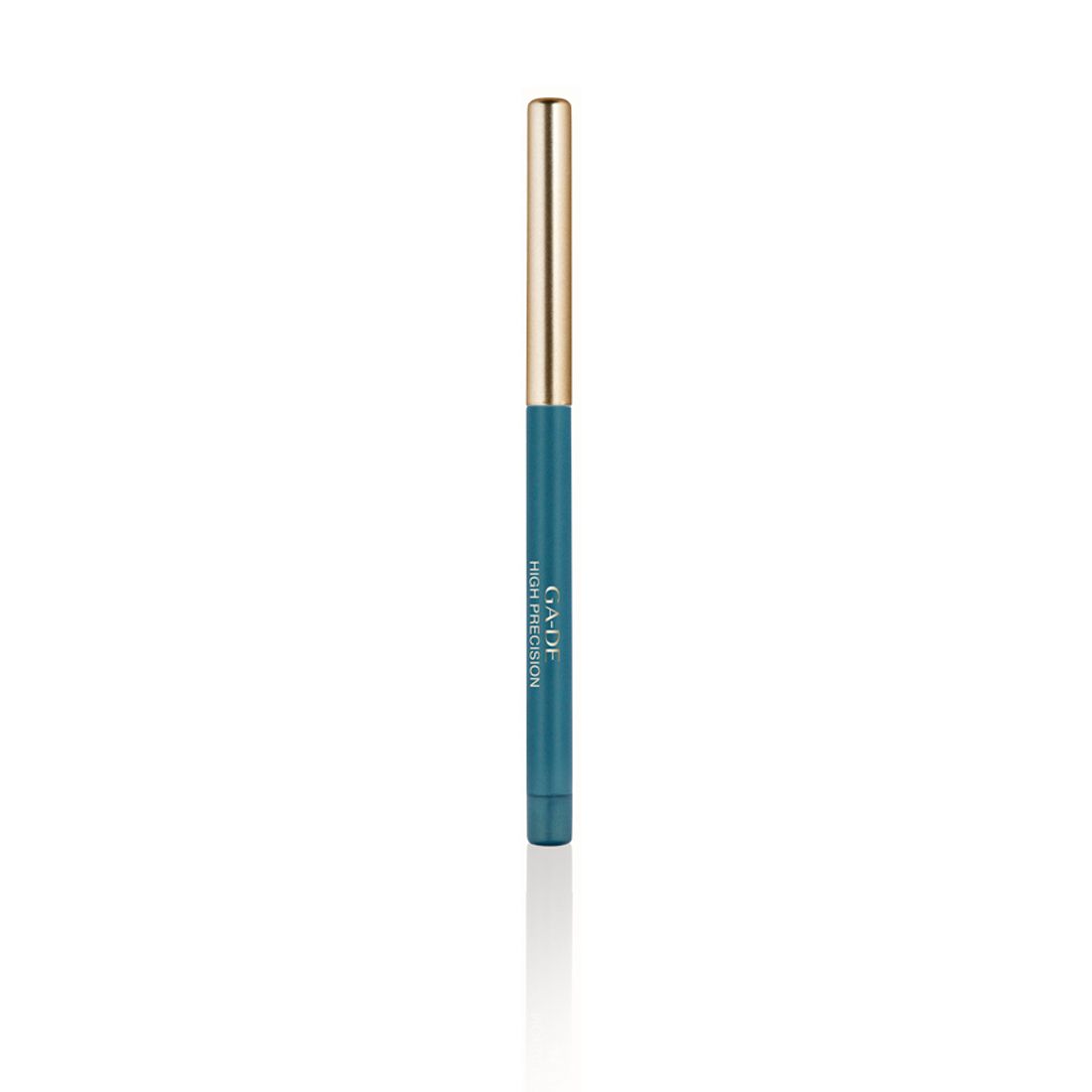 Eyeliner bleu avec capuchon doré. Inscription: Ga-De High Precision.