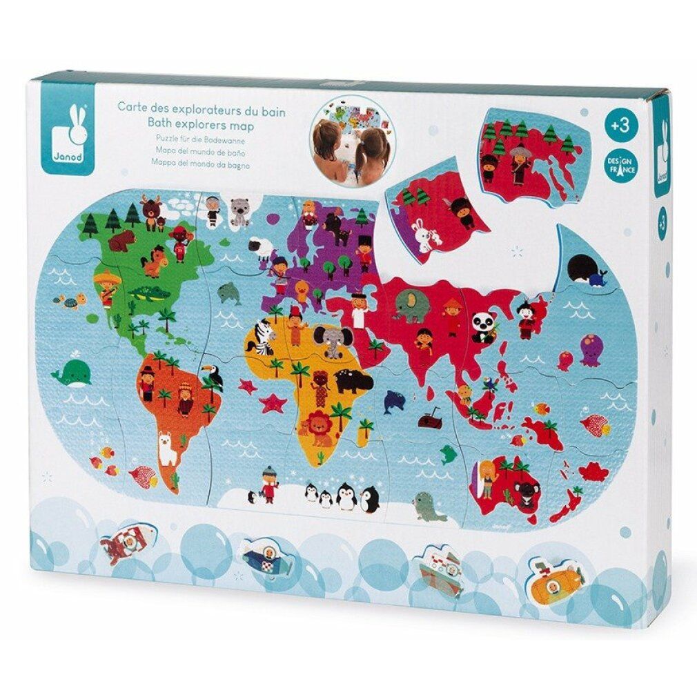 janon Salle de bains Puzzle World Map 28 Pièces