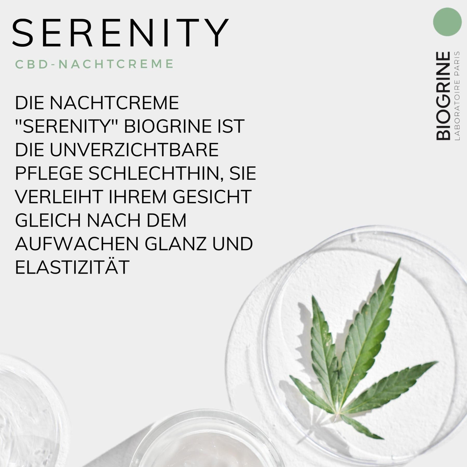 BIOGRINE "SERENITY" – Revitaliserende nachtcrème met CBD en groene thee
