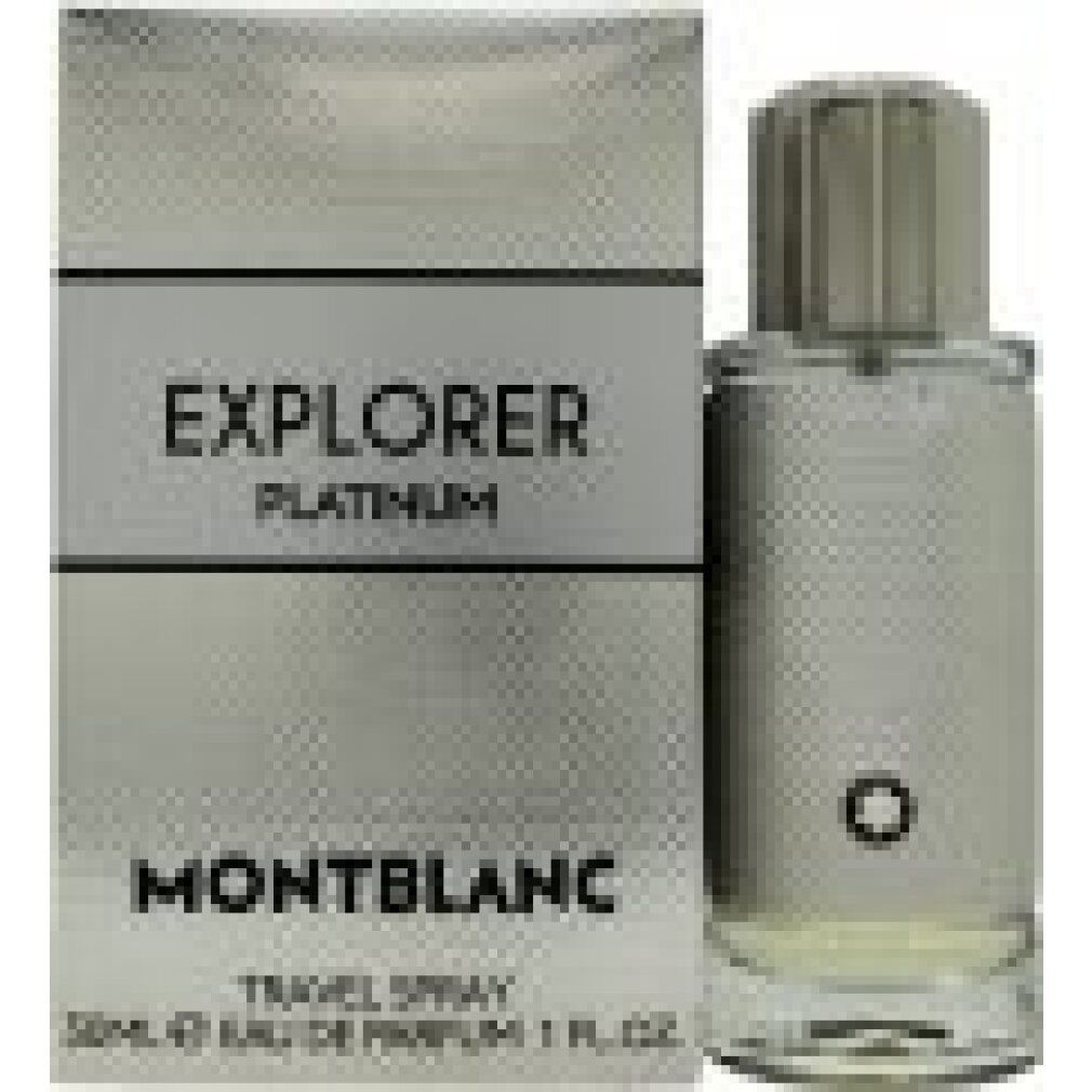 Montblanc Explorer Platinum Travel Spray 50ml flacon Eau de Parfum et son emballage.
