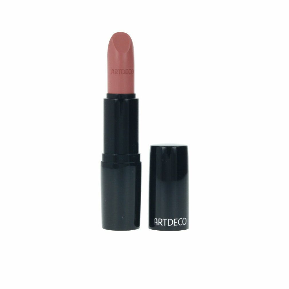Lichtroze lipstick in zwarte huls, met losse dop. De naam Artdeco is zichtbaar.