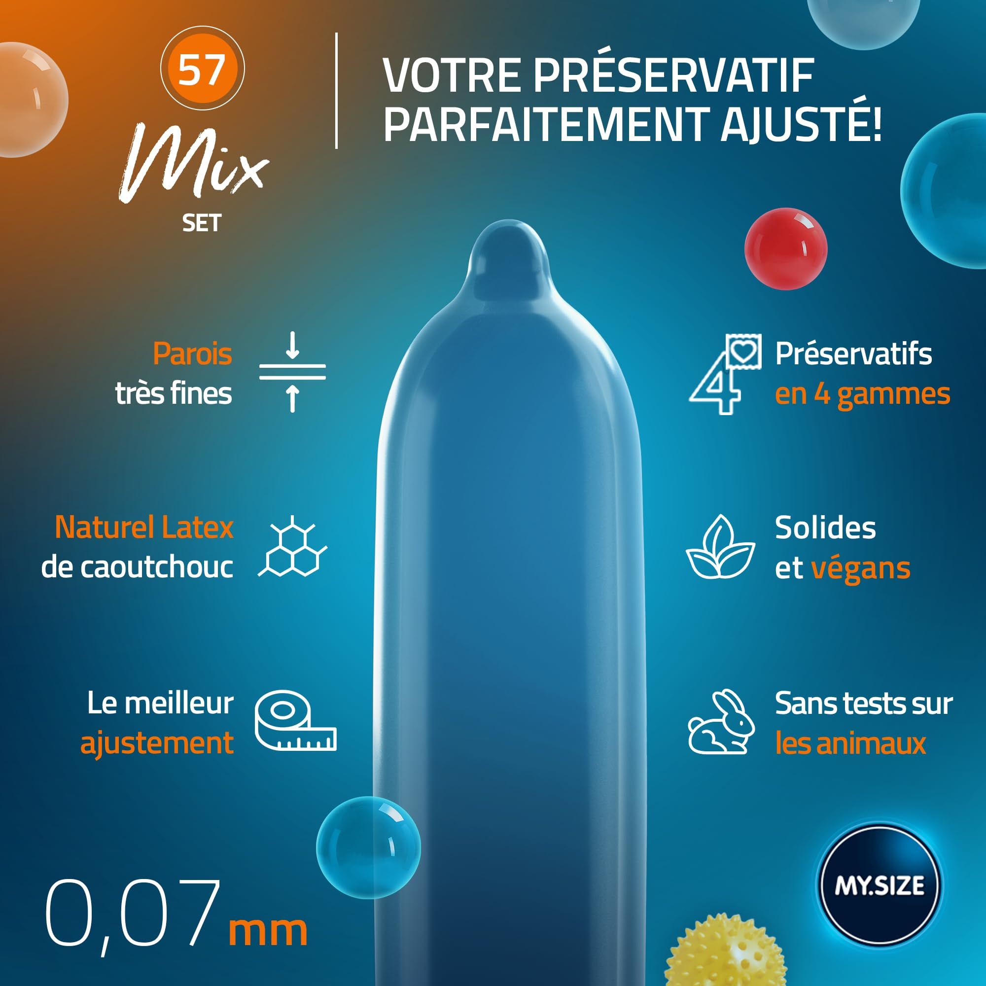 MY.SIZE Mix Préservatif Set Taille 4 57mm
