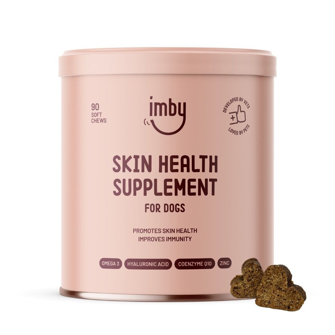 Supplément Imby pour la santé de la peau pour chiens, 90 bouchées tendres.