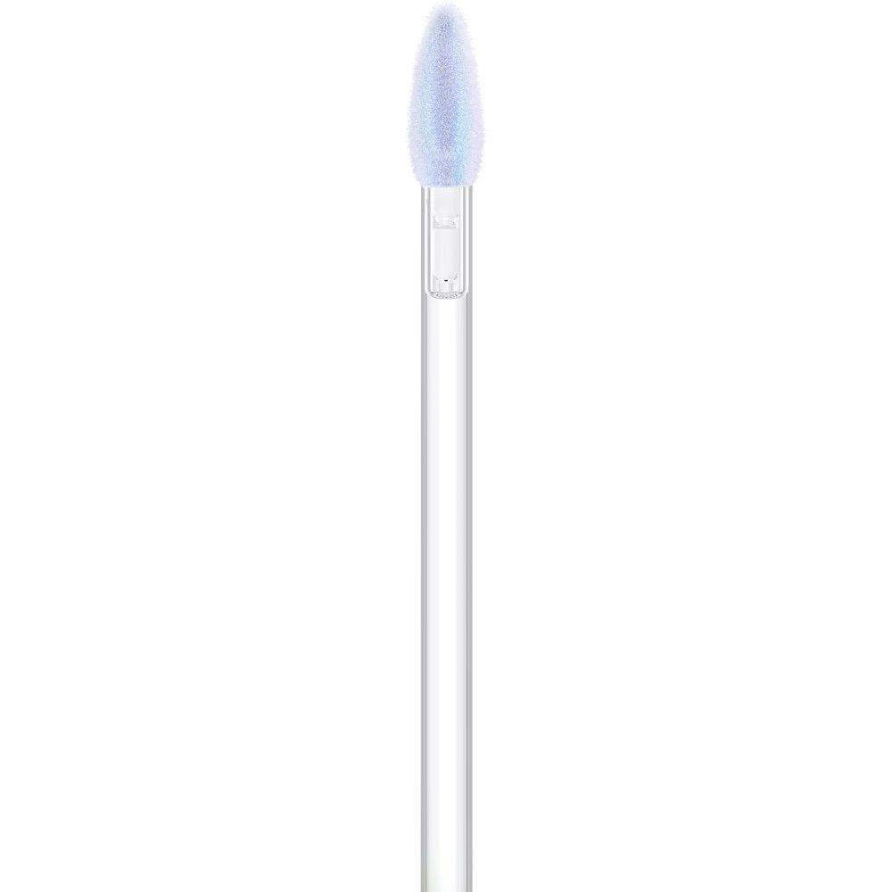 Applicator voor lipgloss. De applicator heeft een afgeronde vorm en is lichtblauw.
