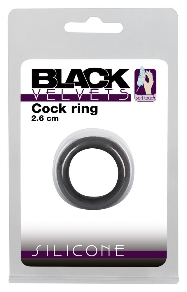 Emballage pour anneau de pénis : Black Velvets, 2.6 cm, Silicone.