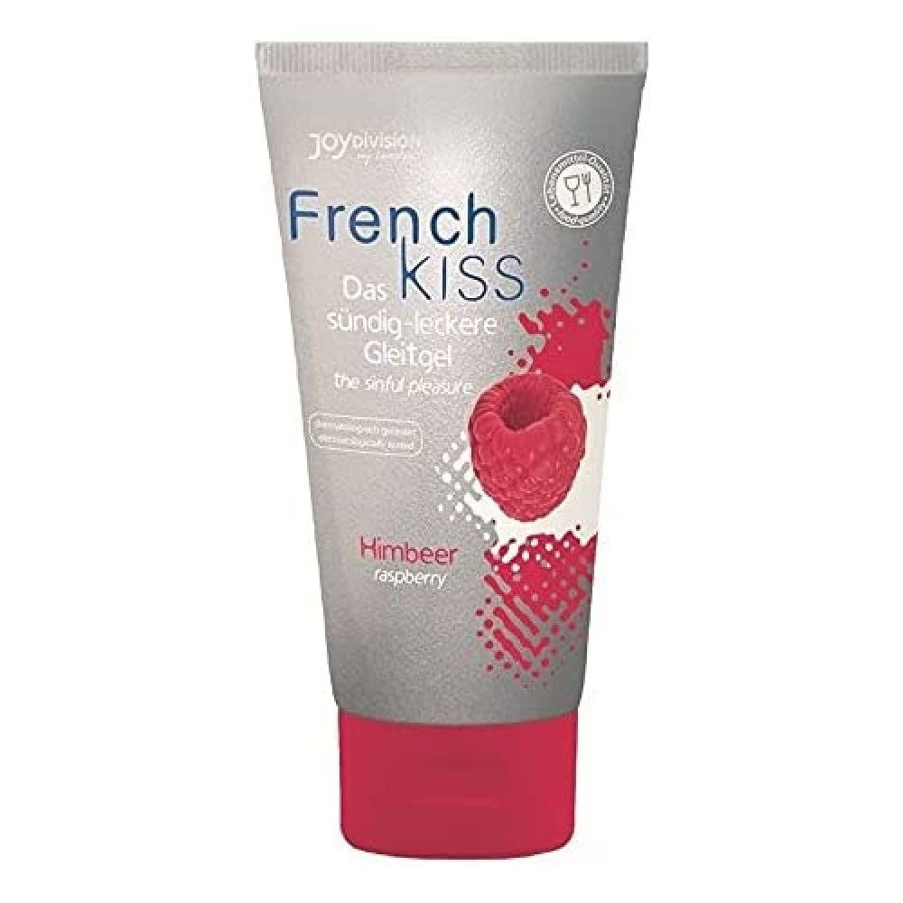 Tube de gel lubrifiant JOYDIVISION French Kiss Framboise avec motif framboise.