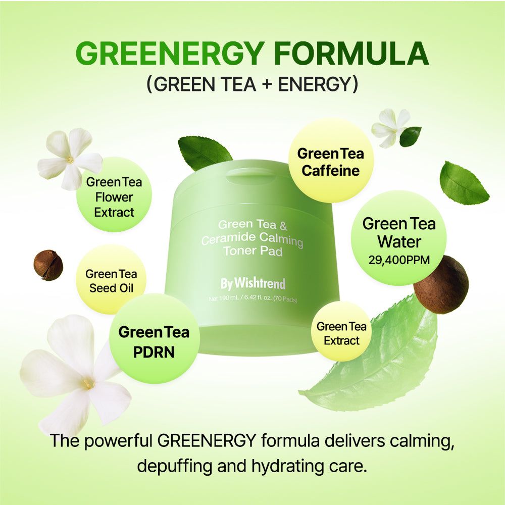 By Wishtrend Groene Thee & Ceramide Kalmerende Toner-Pads