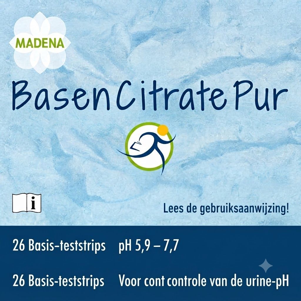 MADENA BasenCitrate Pur: 26 basis-teststrips voor urine-pH controle, pH 5,9-7,7. Gebruiksaanwijzing lezen.