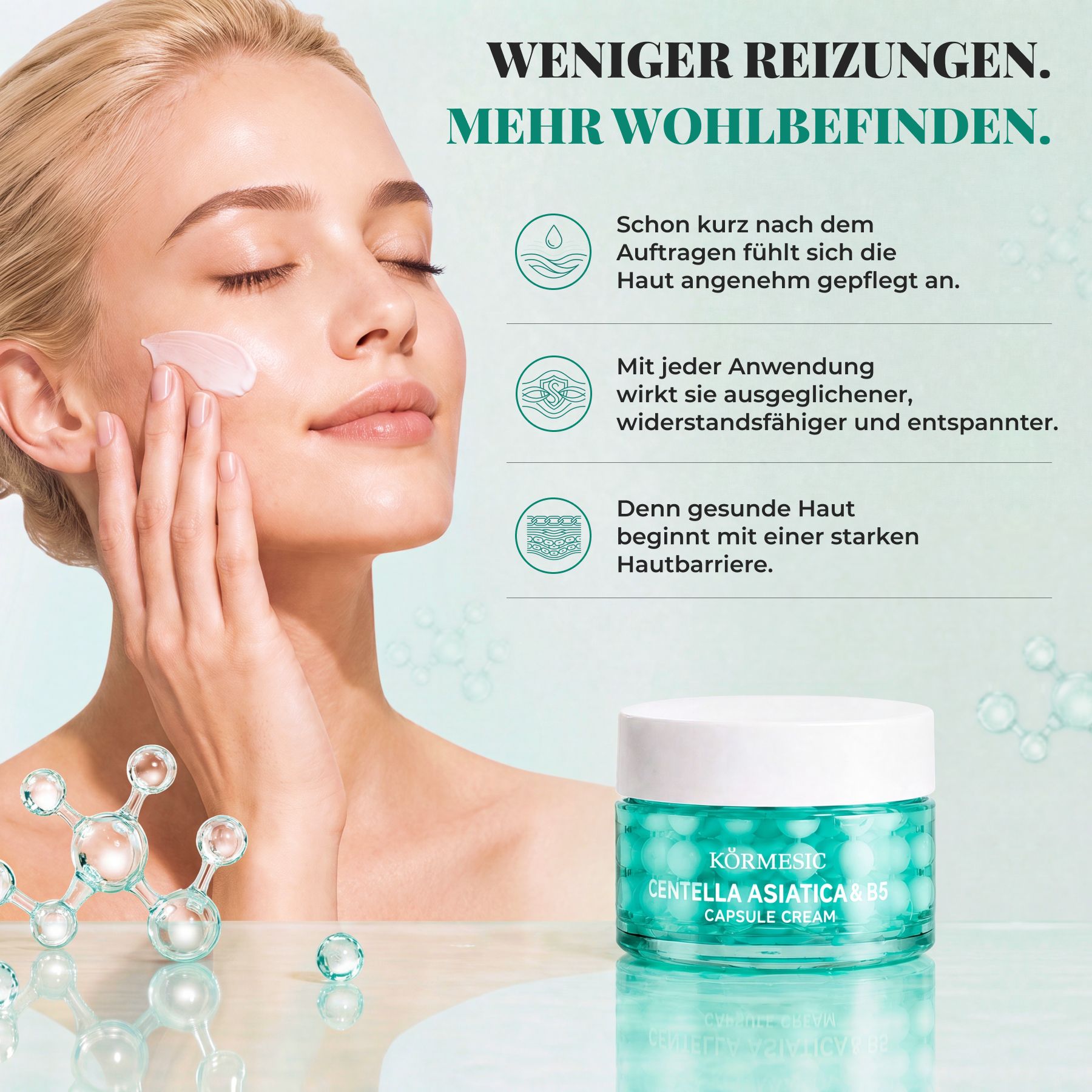 KORMESIC Verzachtende Gezichtscrème met Centella Asiatica en Vitamine B5 Capsulecrème