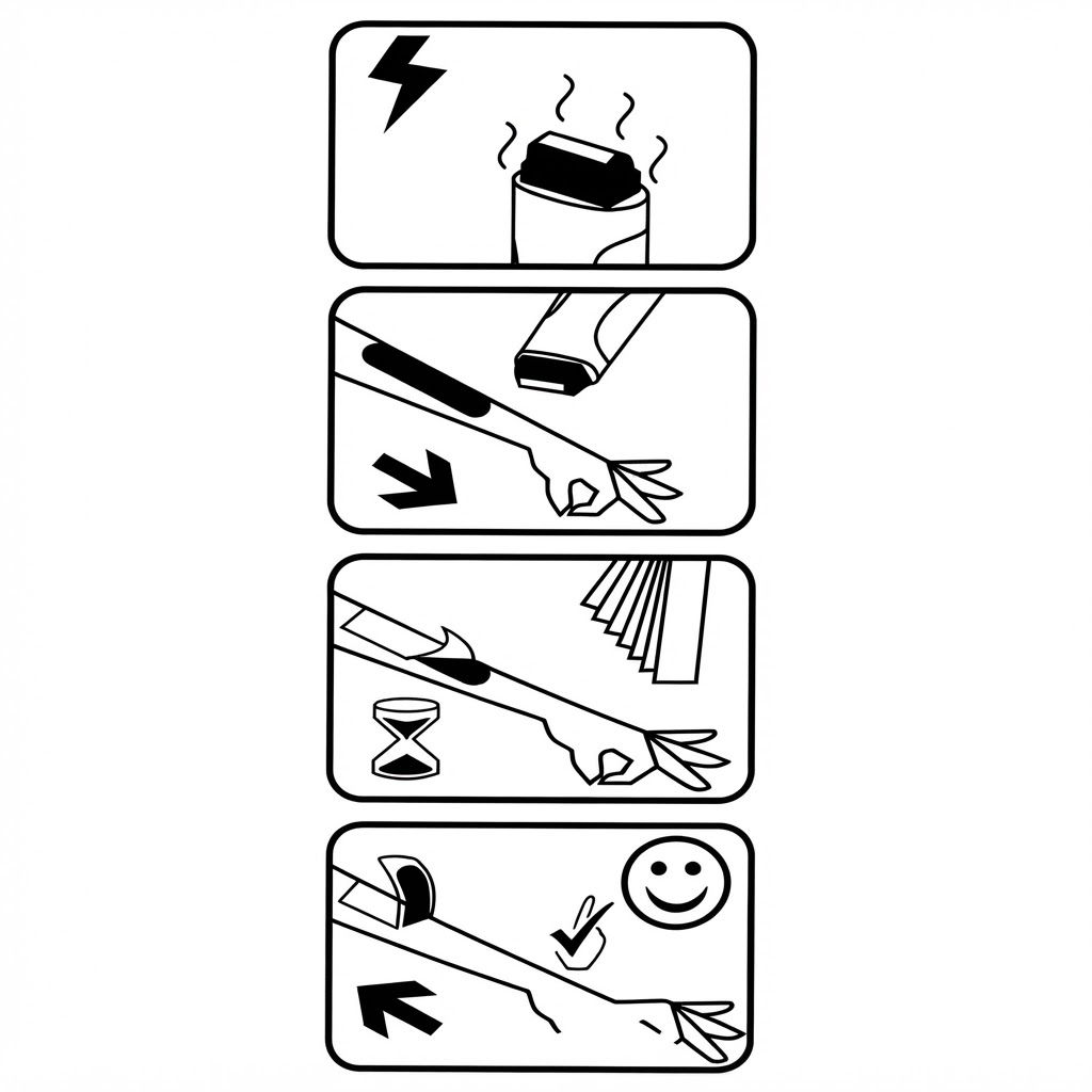Instructions d'utilisation d'un appareil à cire en quatre étapes.