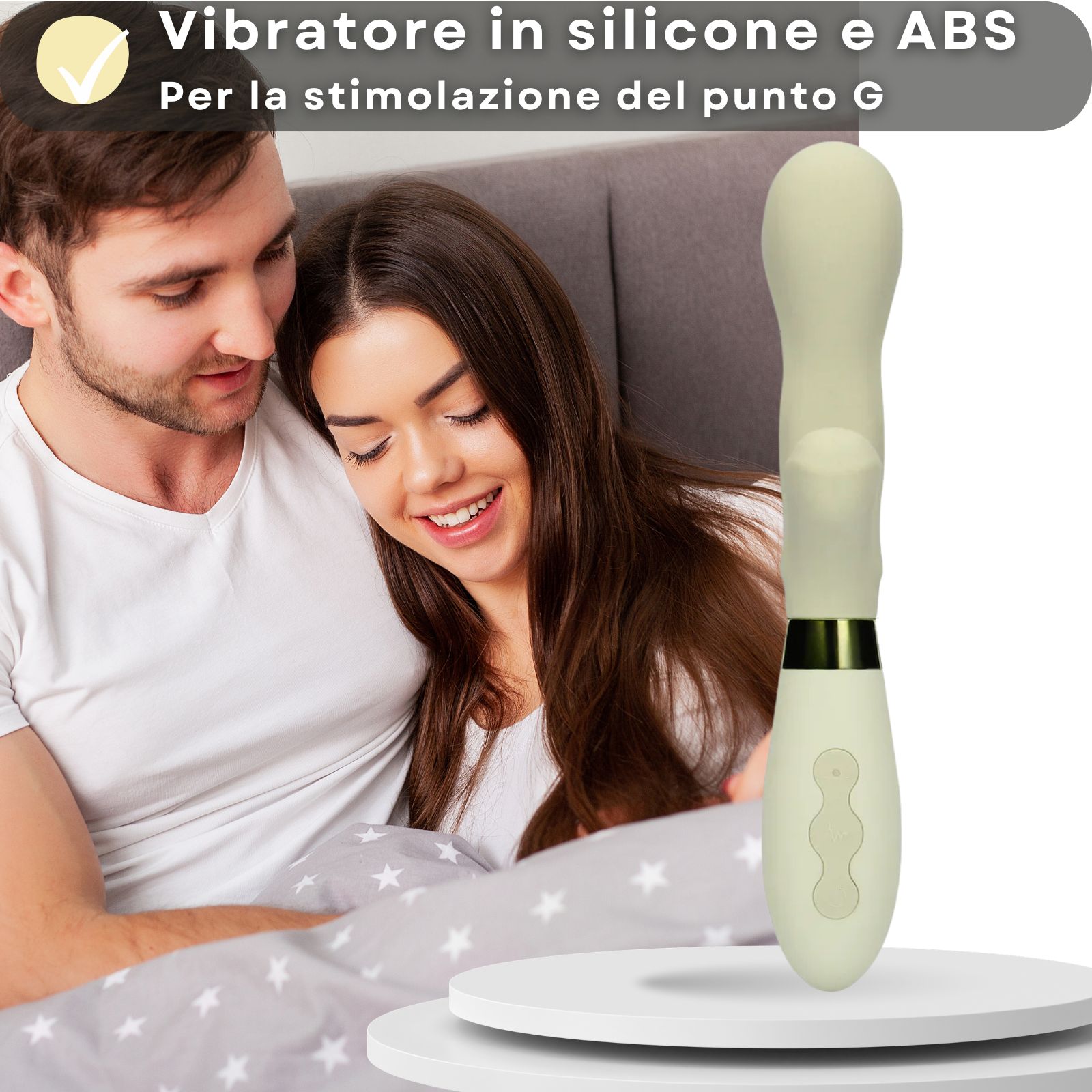 Vibrator siliconen/ABS, 21cm, 3,5cm diameter, G-spot stimulatie, USB oplaadbaar, 10 modi.