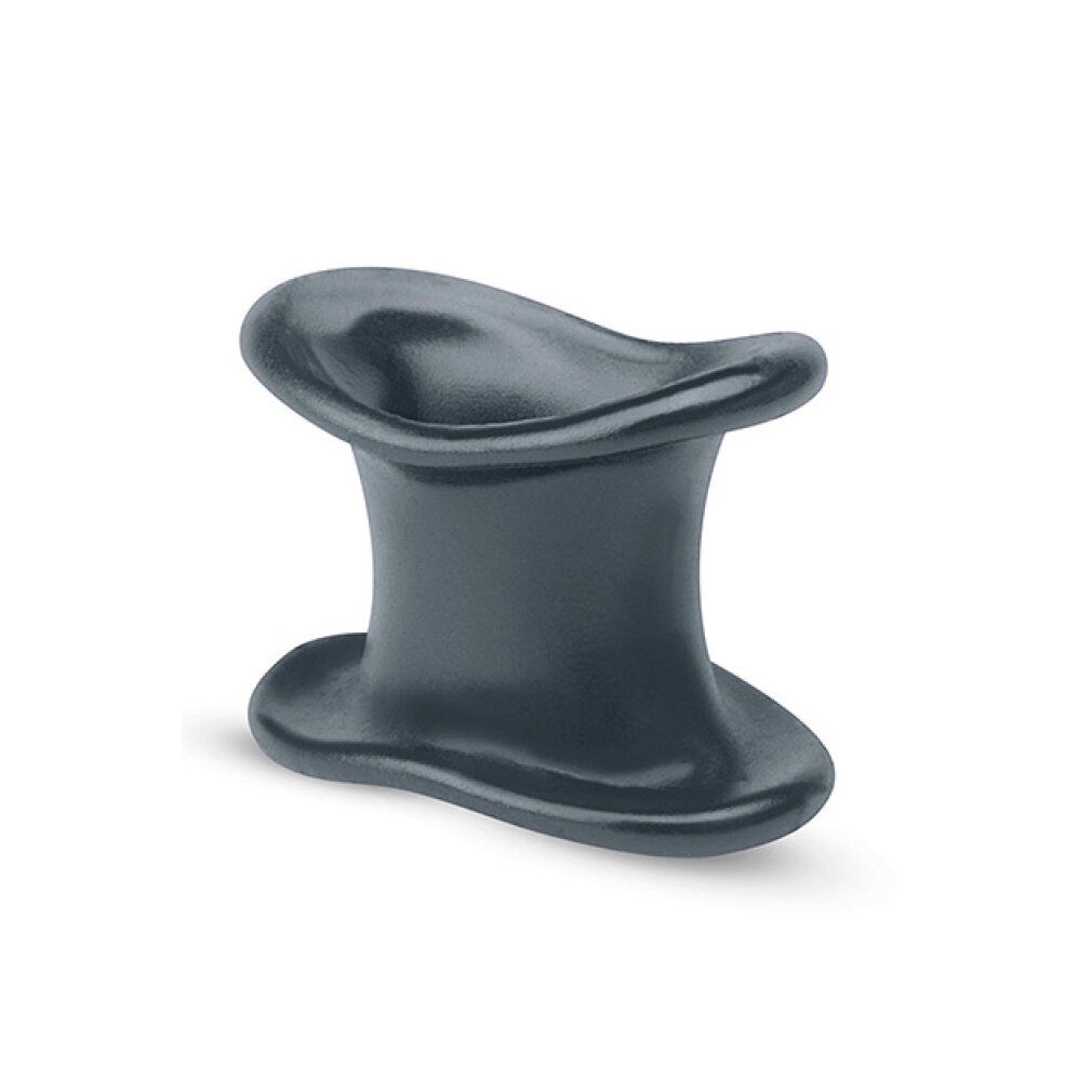 Écarteur de balles en silicone gris foncé. Forme en sablier avec extrémités arrondies. Matériau : silicone.