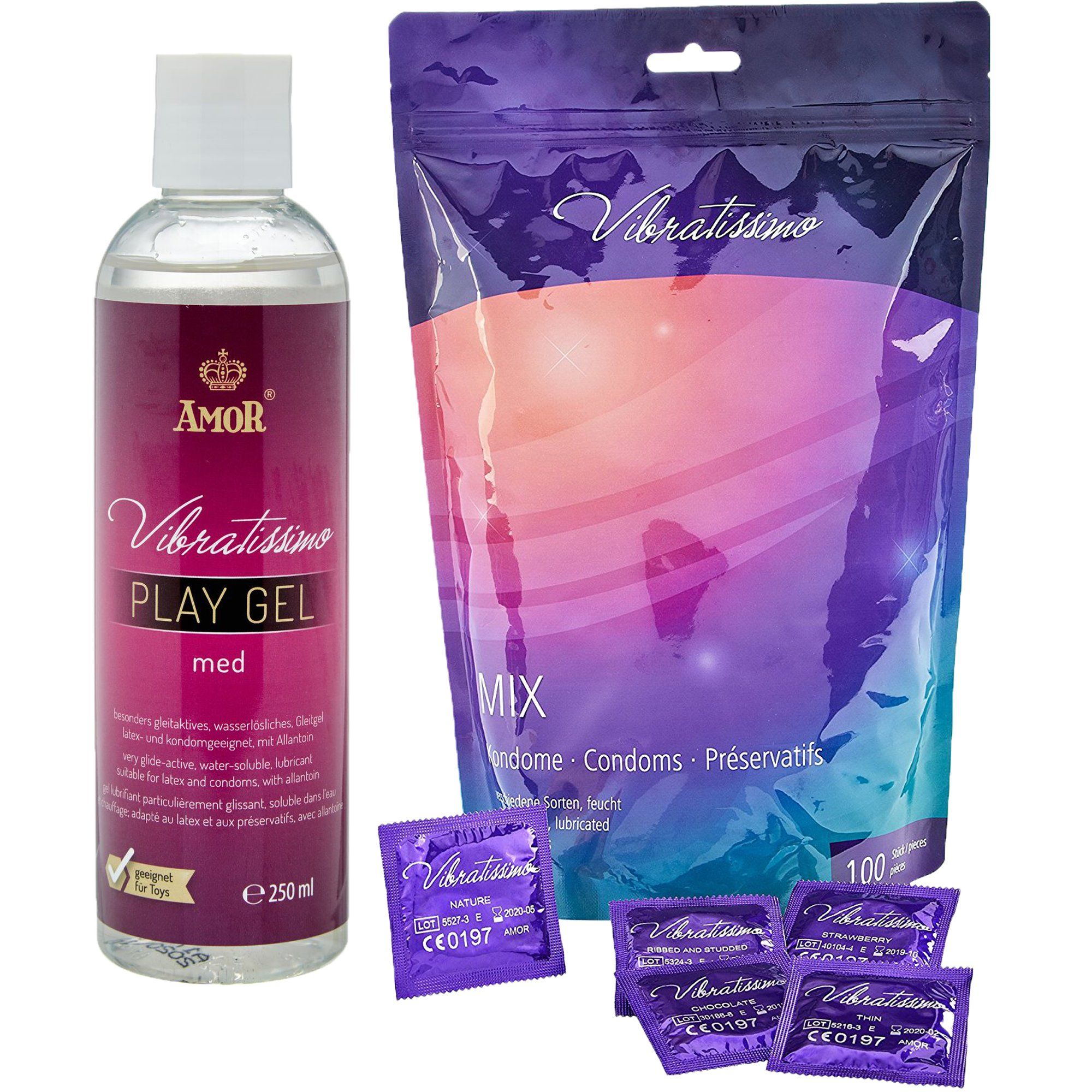 Vibratissimo Condooms Mix + Play Gel Set