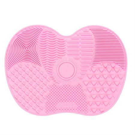 Roze siliconen make-up kwast reinigingsmat met diverse texturen voor het reinigen van kwasten.
