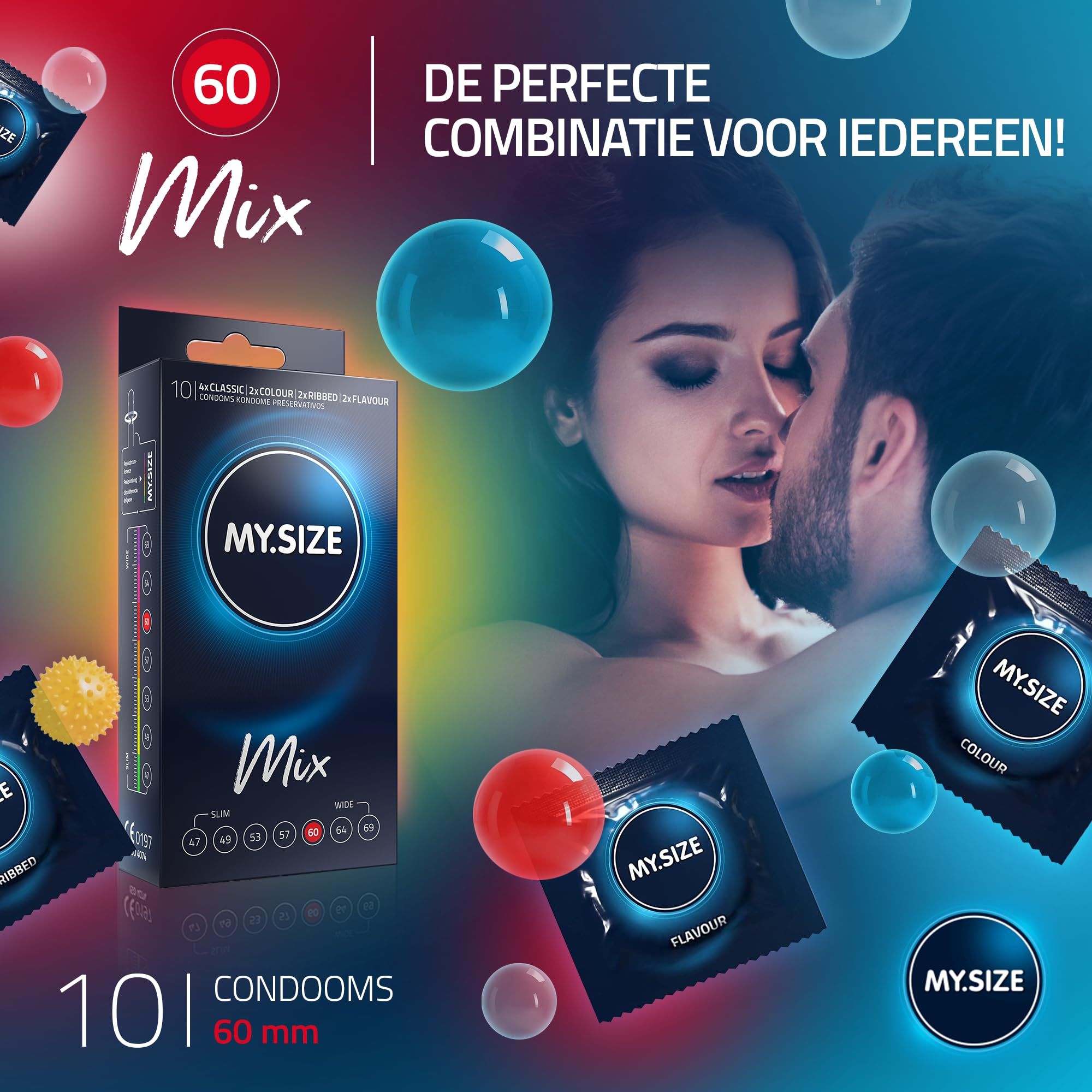 MY.SIZE Mix: 10 condooms, maat 60mm. 4 soorten.