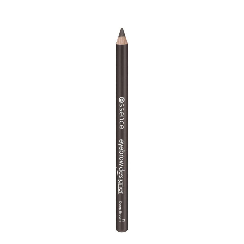 Crayon à sourcils avec pointe. Inscription: essence, eyebrow designer, Deep Brown. Couleur marron foncé.