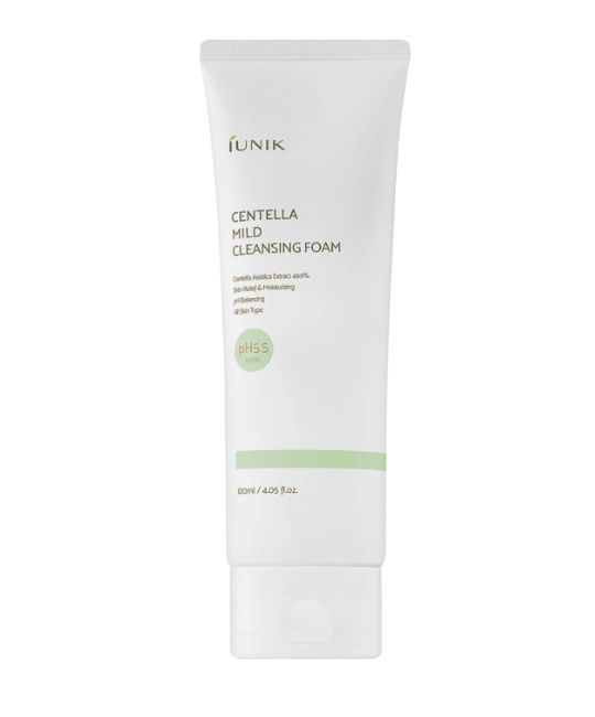 Tube blanc du nettoyant moussant doux Centella iUNIK, pH 5.5.