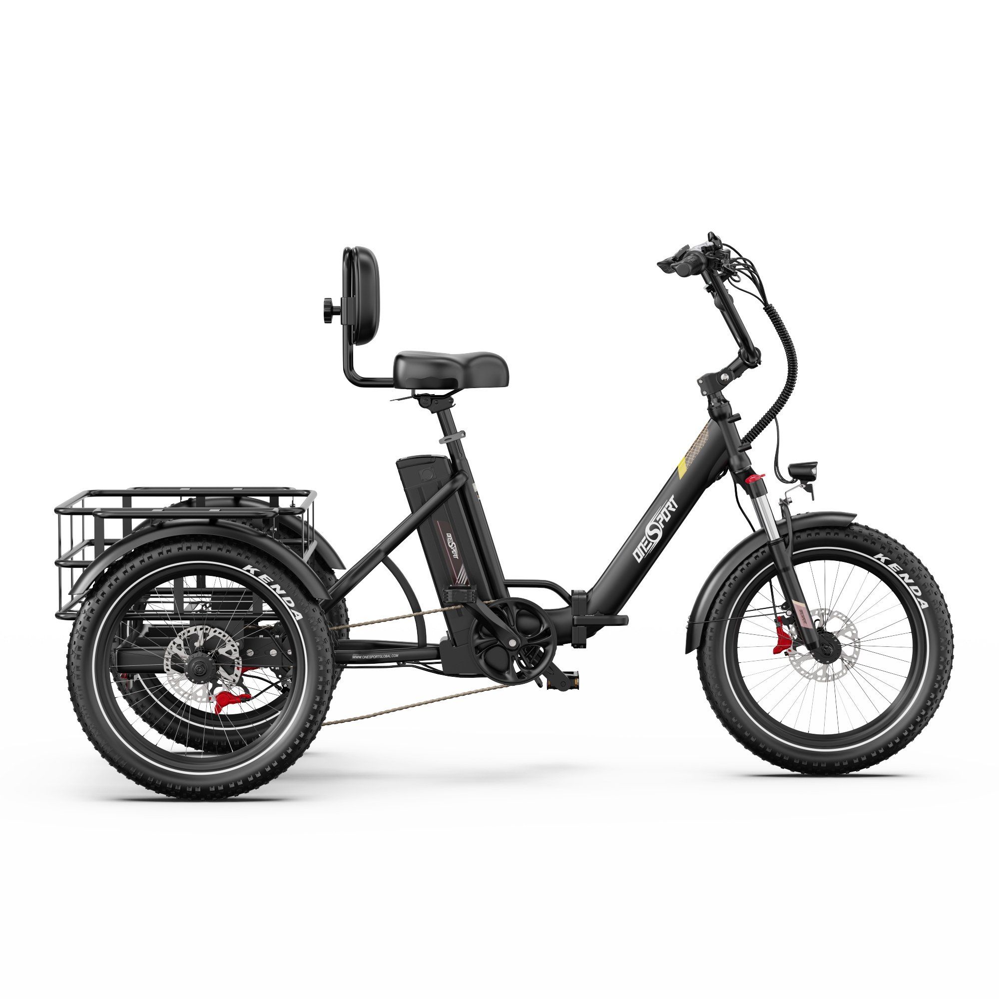 ONESPORT OT30 PRO Vélo cargo électrique à trois roues- Moteur 500 W, batterie 48 V 18 Ah