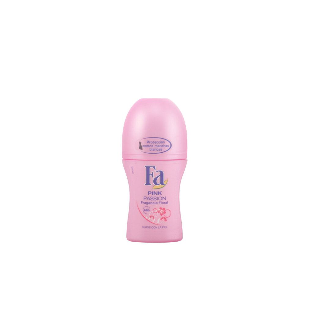 Fa Pink Passion Deo-roll-on. Roze flesje met roze dop en bloemengeur. 48u bescherming.