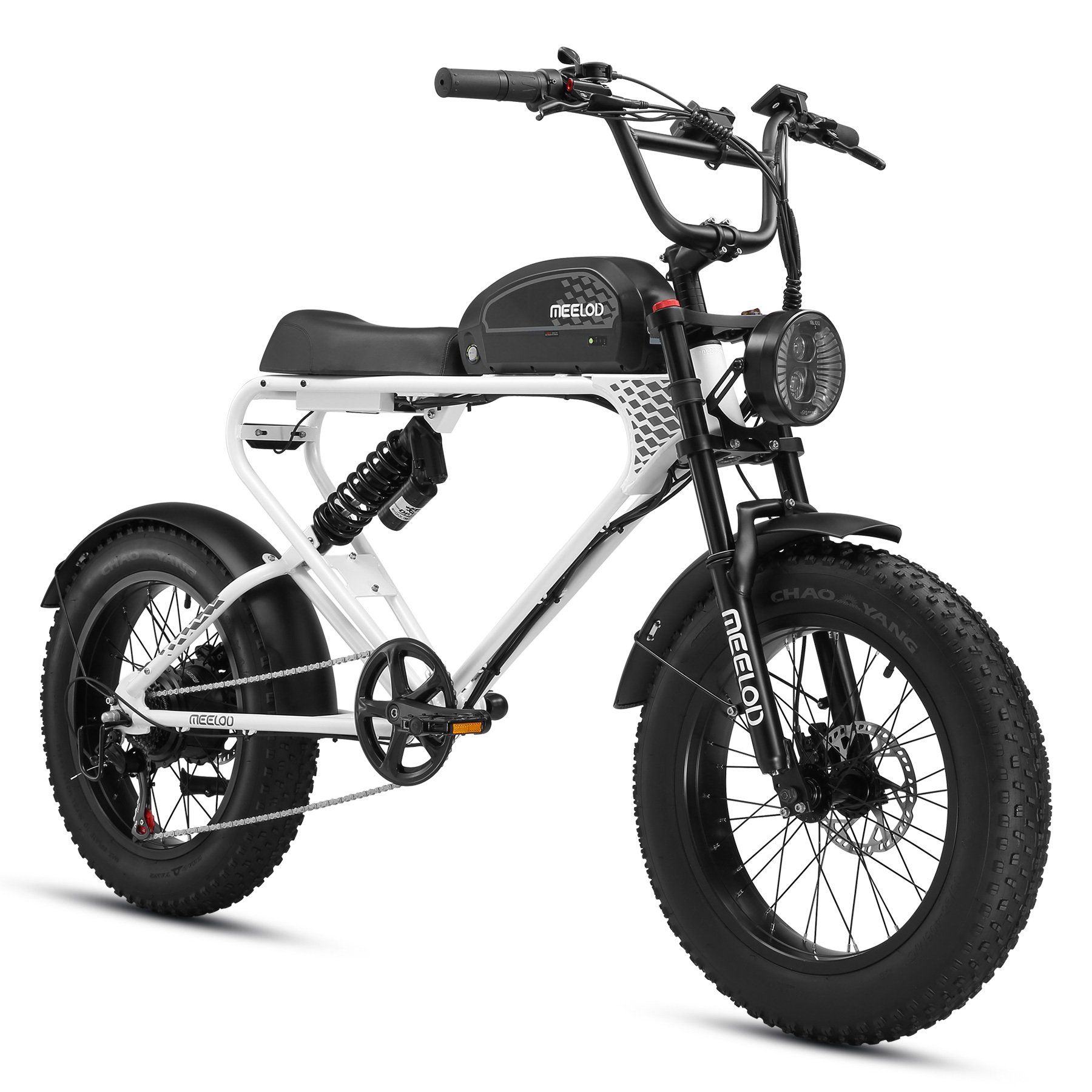 MEELOD DK300 PLUS Vélo électrique style cyclomoteur rétro 20 pouces, batterie 48 V 20 Ah