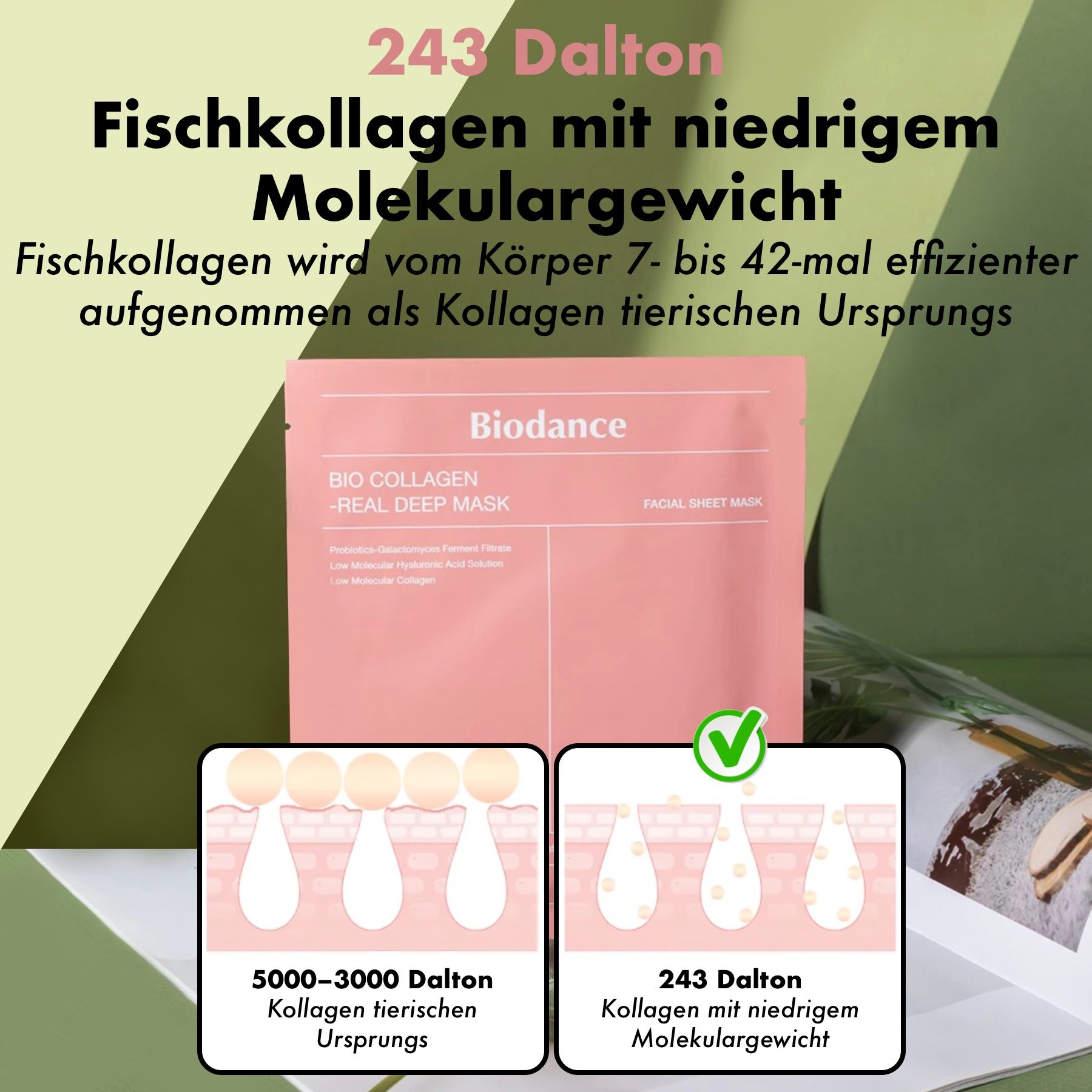 Verpakking van een Biodance gezichtsmasker 'BIO COLLAGEN REAL DEEP MASK'.