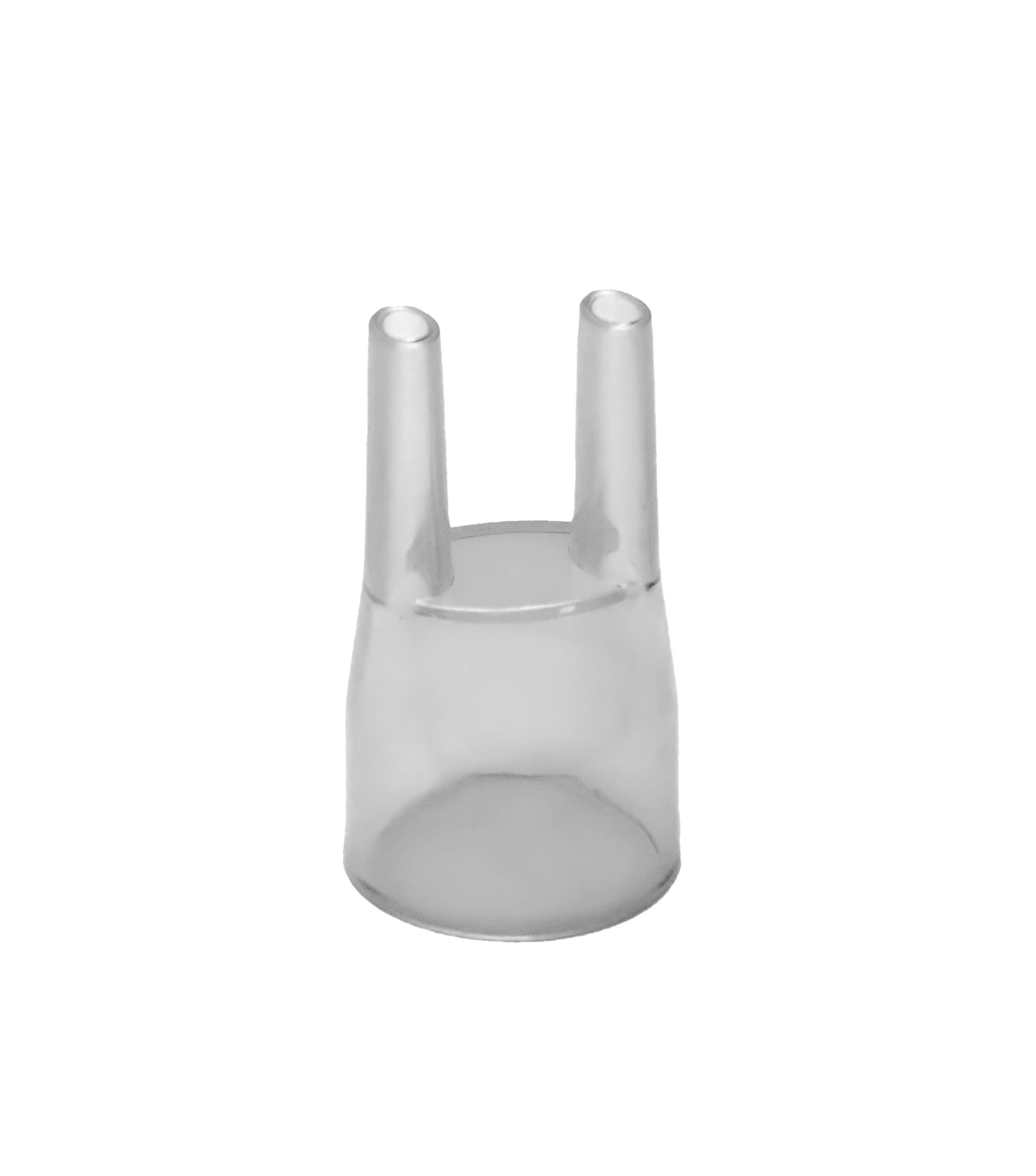 Adaptateur transparent avec deux ouvertures.