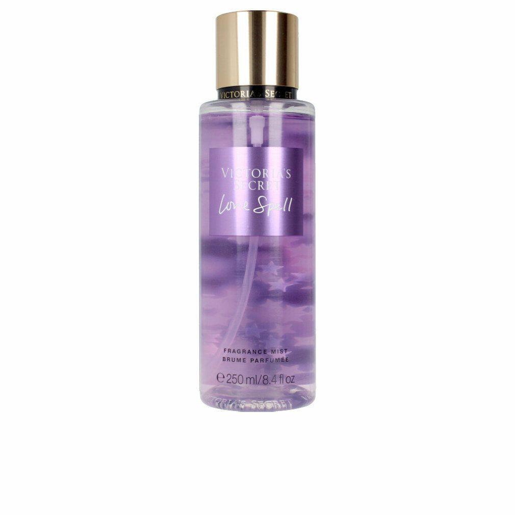 Flacon violet avec bouchon doré. Inscription: Victoria's Secret Love Spell. Vaporisateur.