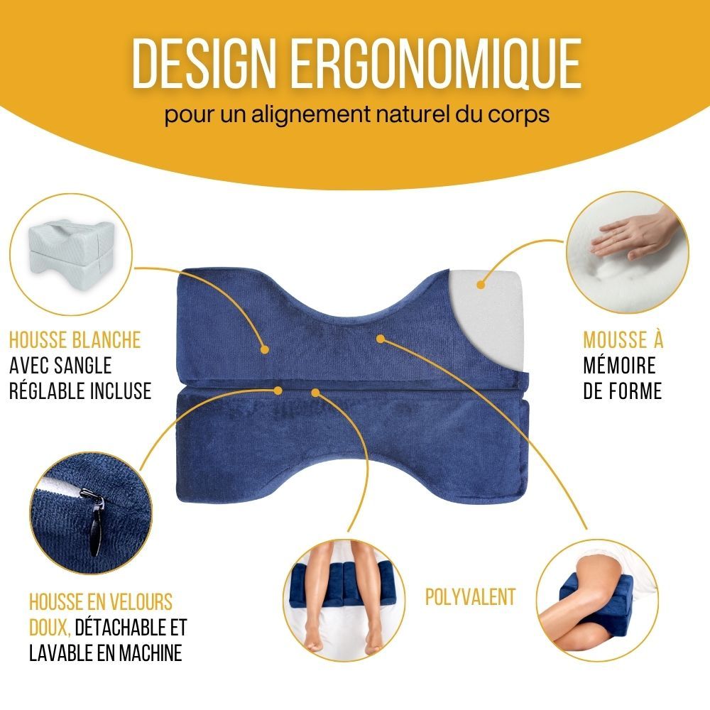 INPHYSIO Coussin séparateur de jambes avec housse blanche supplémentaire