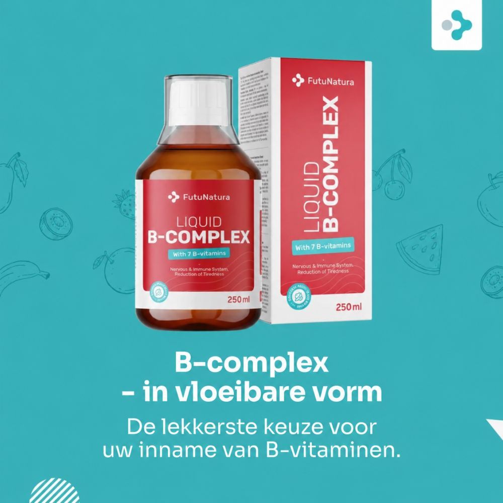 Fles en doos FutuNatura B-complex vloeibaar, 250 ml.