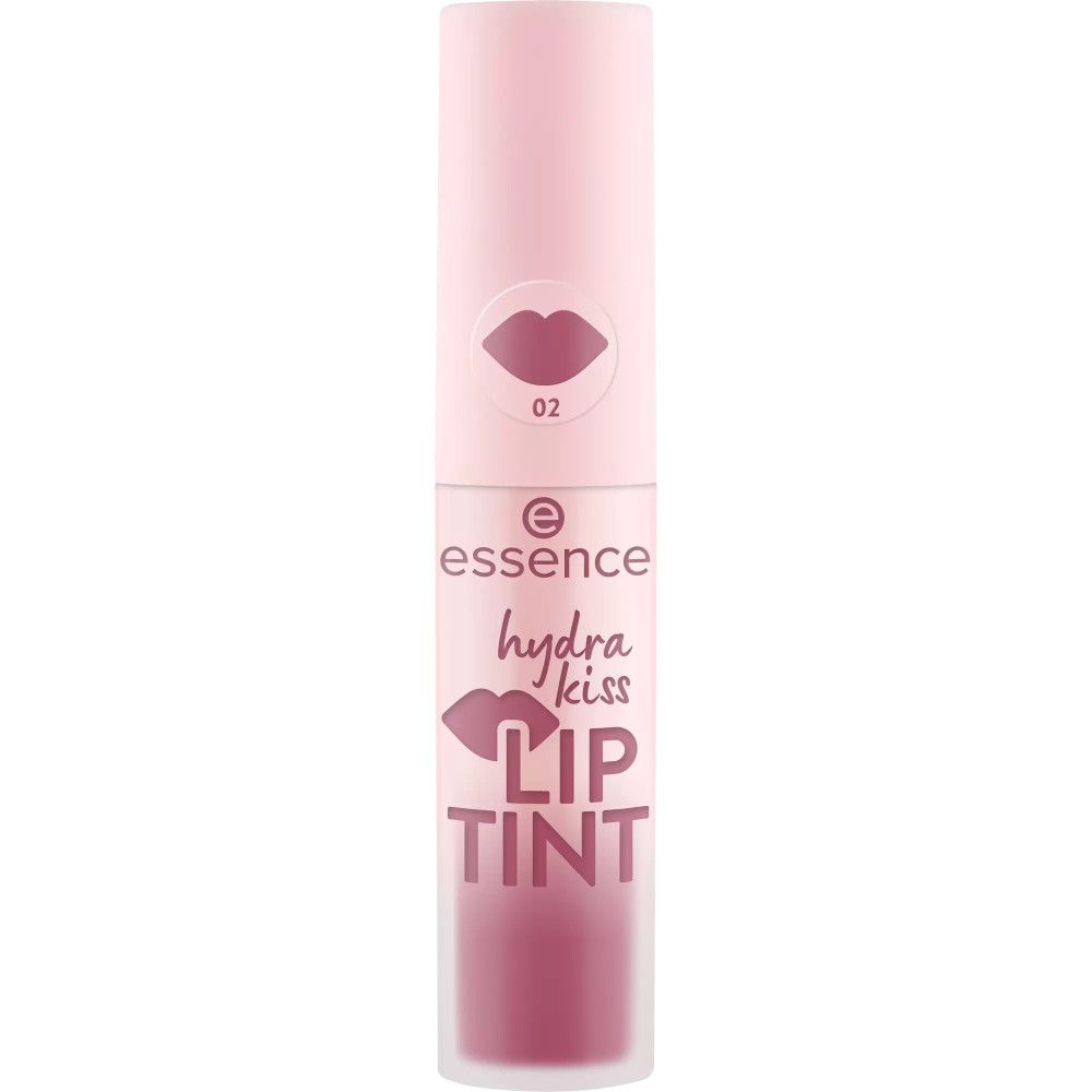 Essence Hydra Kiss LIP TINT, tube fermé. Inscription: Hydra Kiss LIP TINT. Teinte 02.