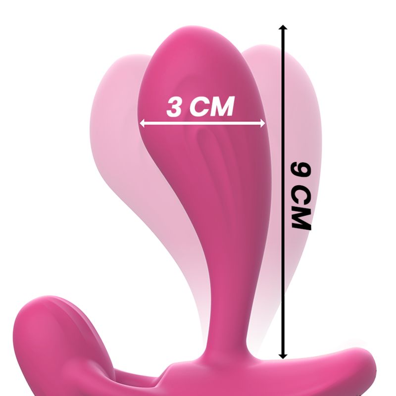 Vibrateur rose, 9 cm de long, 3 cm de large, en silicone.