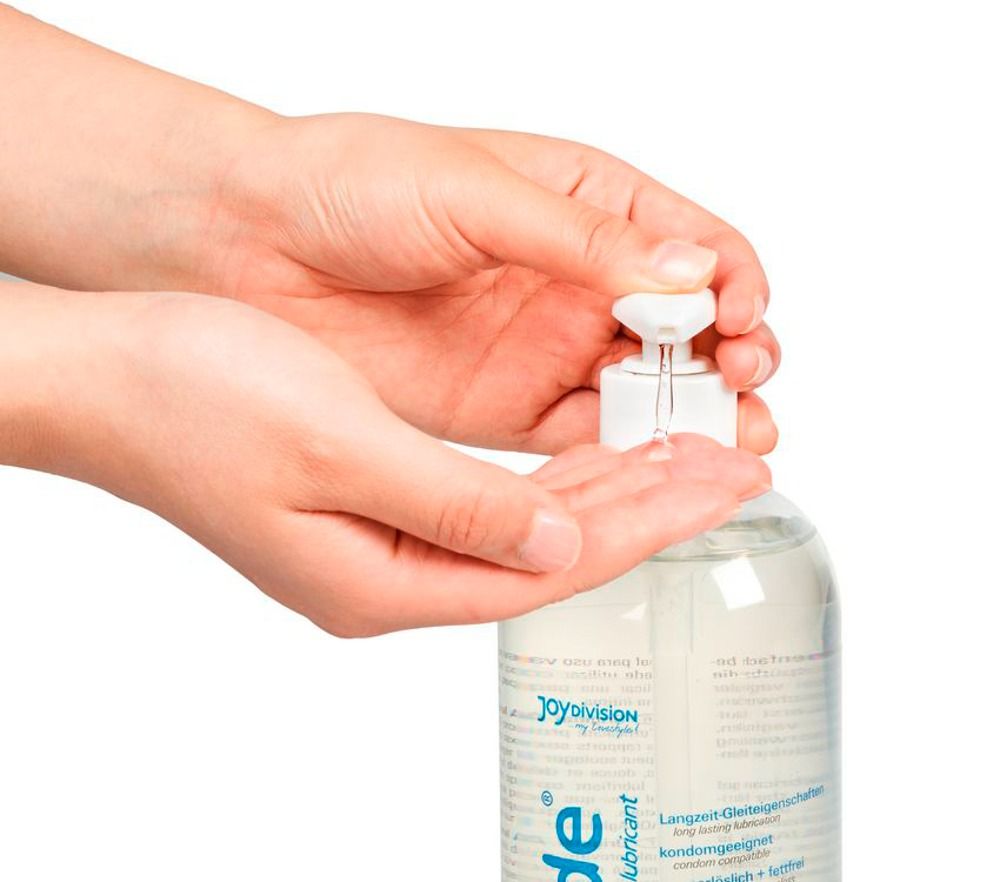 Flacon de gel lubrifiant AQUAGLIDE avec pompe, 1000ml, avec effets d'eau.