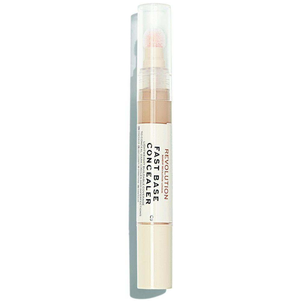 Concealer met sponsapplicator. Opschrift: Fast Base Concealer. Tint C3.