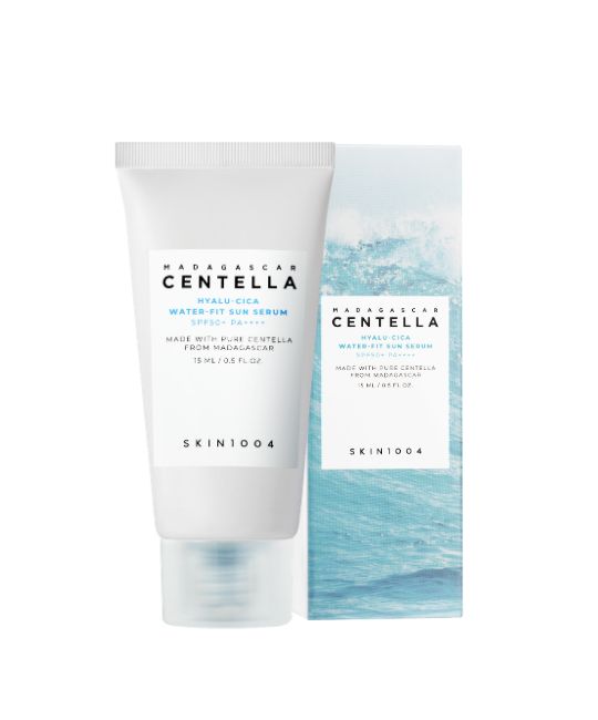 Witte tube met Madagaskar Centella Hyalu-Cica Water-Fit Sun Serum, SPF50+ PA++++, 75ml.