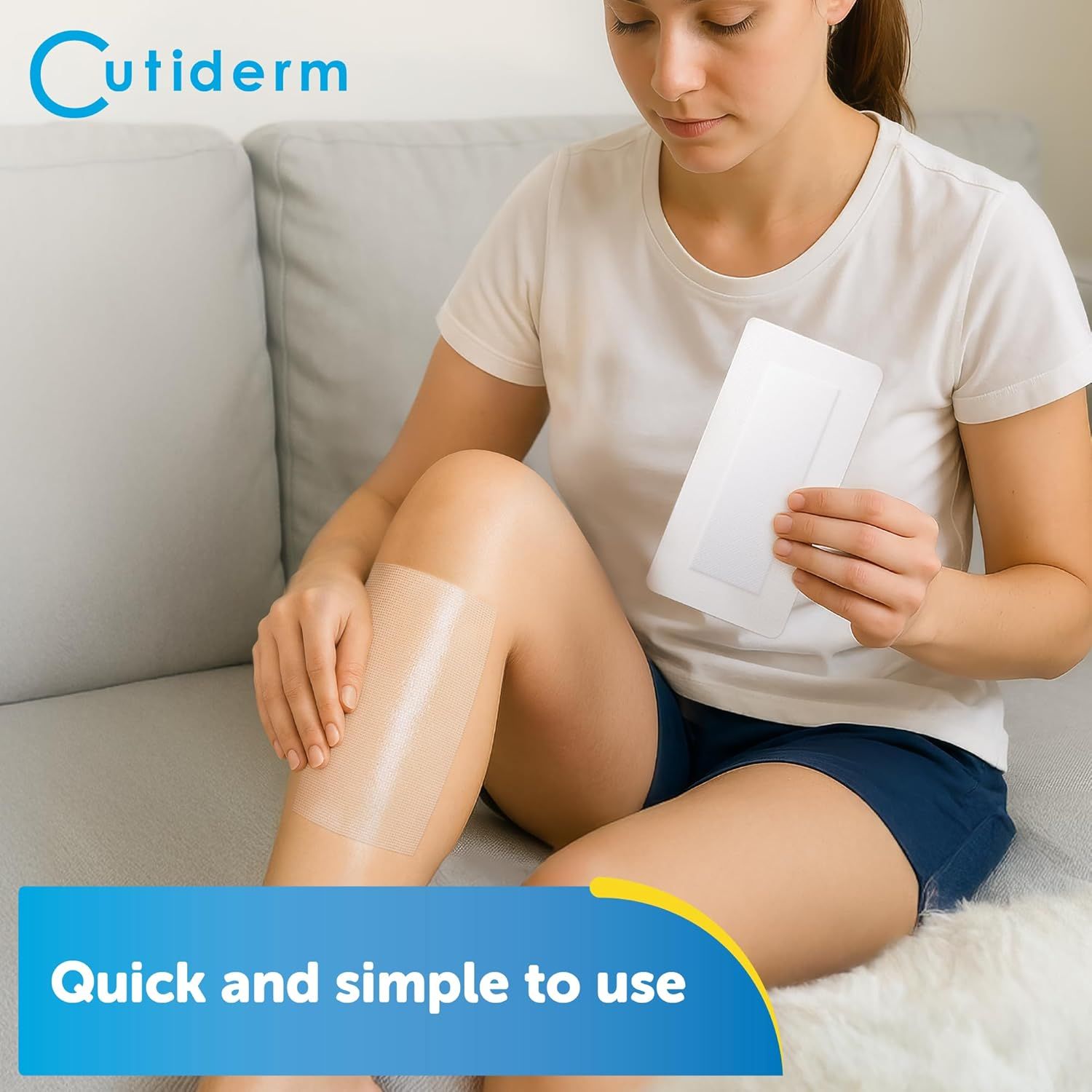 Cutiderm paraffine gaasverband op een armwond.