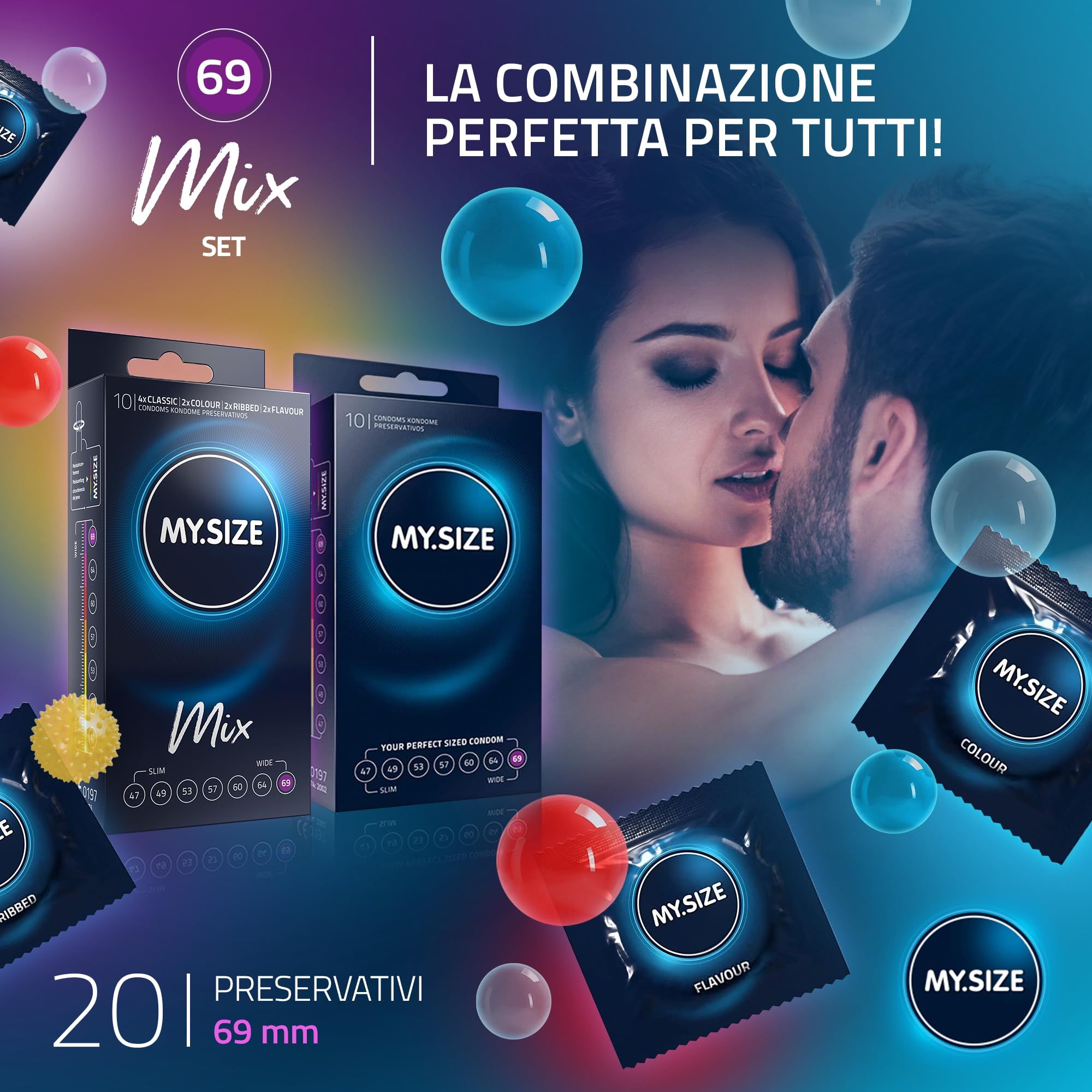 MY.SIZE Mix Préservatif Set Taille 7 69mm