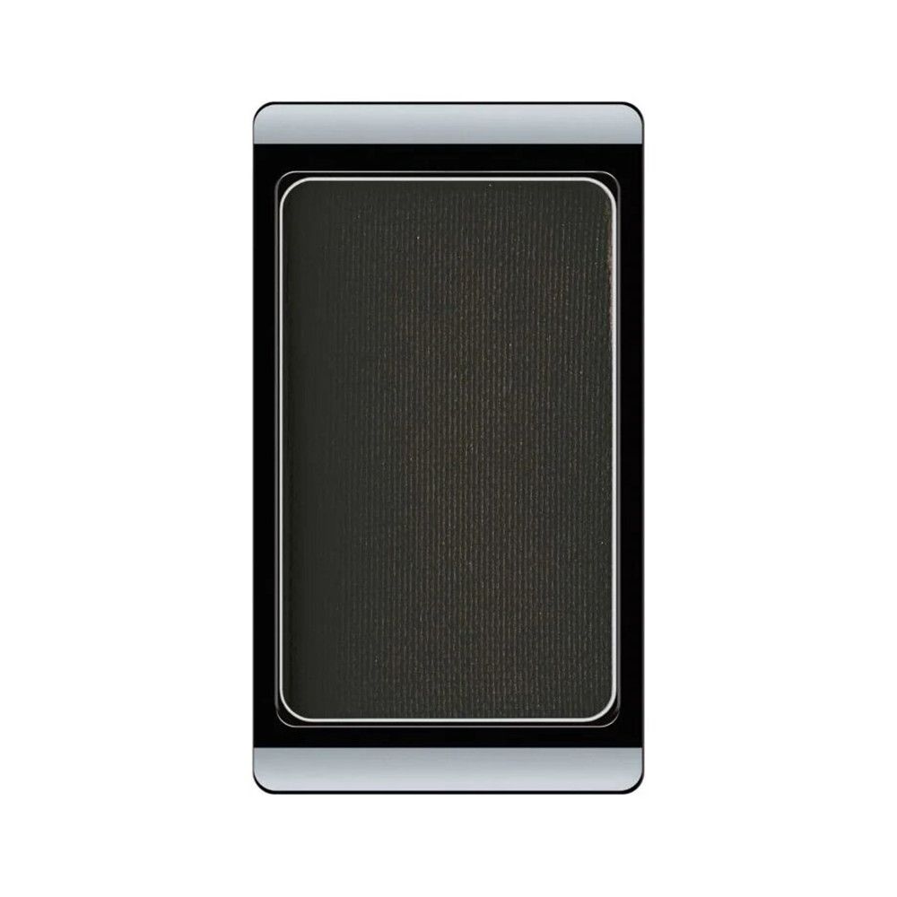 Fard à paupières Artdeco 503 Matt Black. Fard noir de forme rectangulaire avec produit noir et cadre argenté.