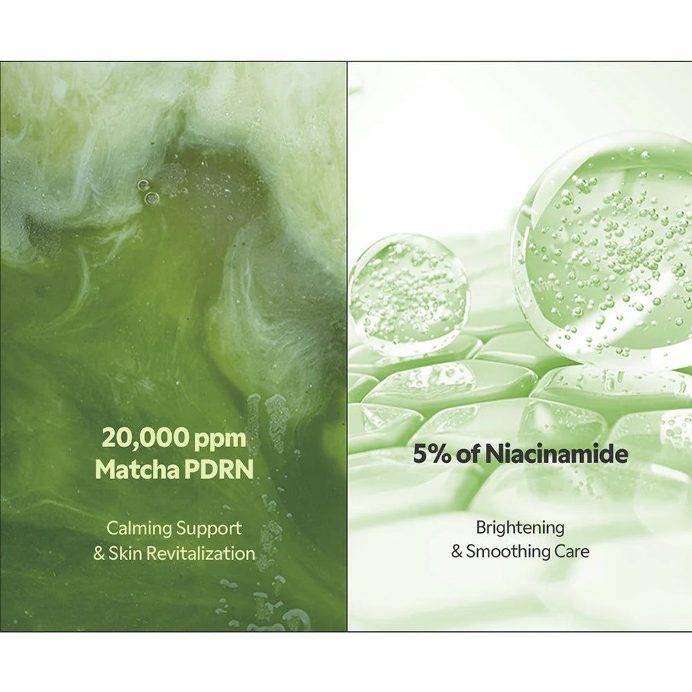 TIRTIR Matcha Dual Serum : 20 000 ppm Matcha PDRN, 5 % Niacinamide.