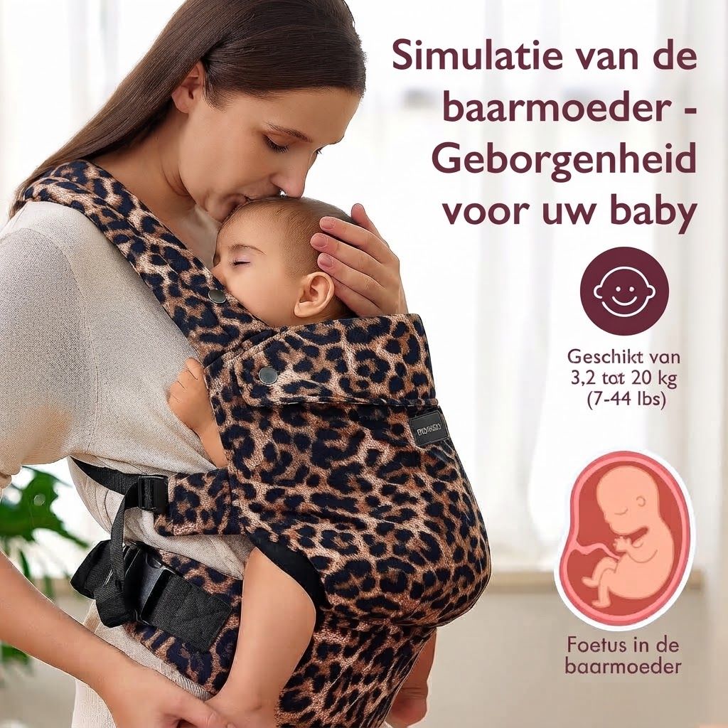 Momcozy Baby Draagzak – Licht & Ademend Luipaard