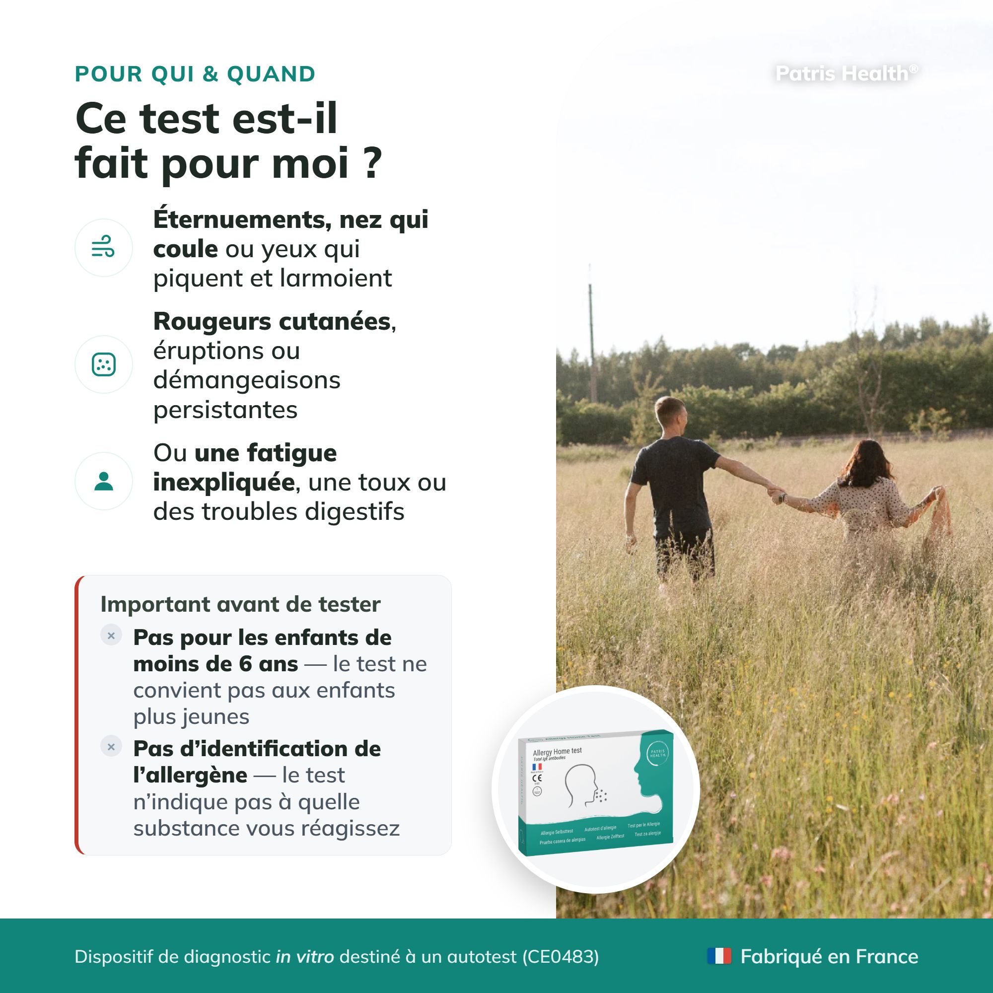 À qui s'adresse le test rapide d'allergie et conseils importants avant le test.