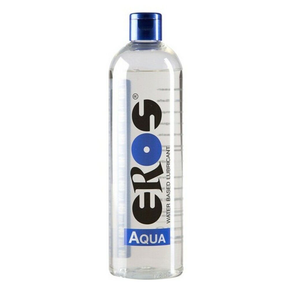 Eros Aqua glijmiddel op waterbasis in een doorzichtige fles met blauwe dop.