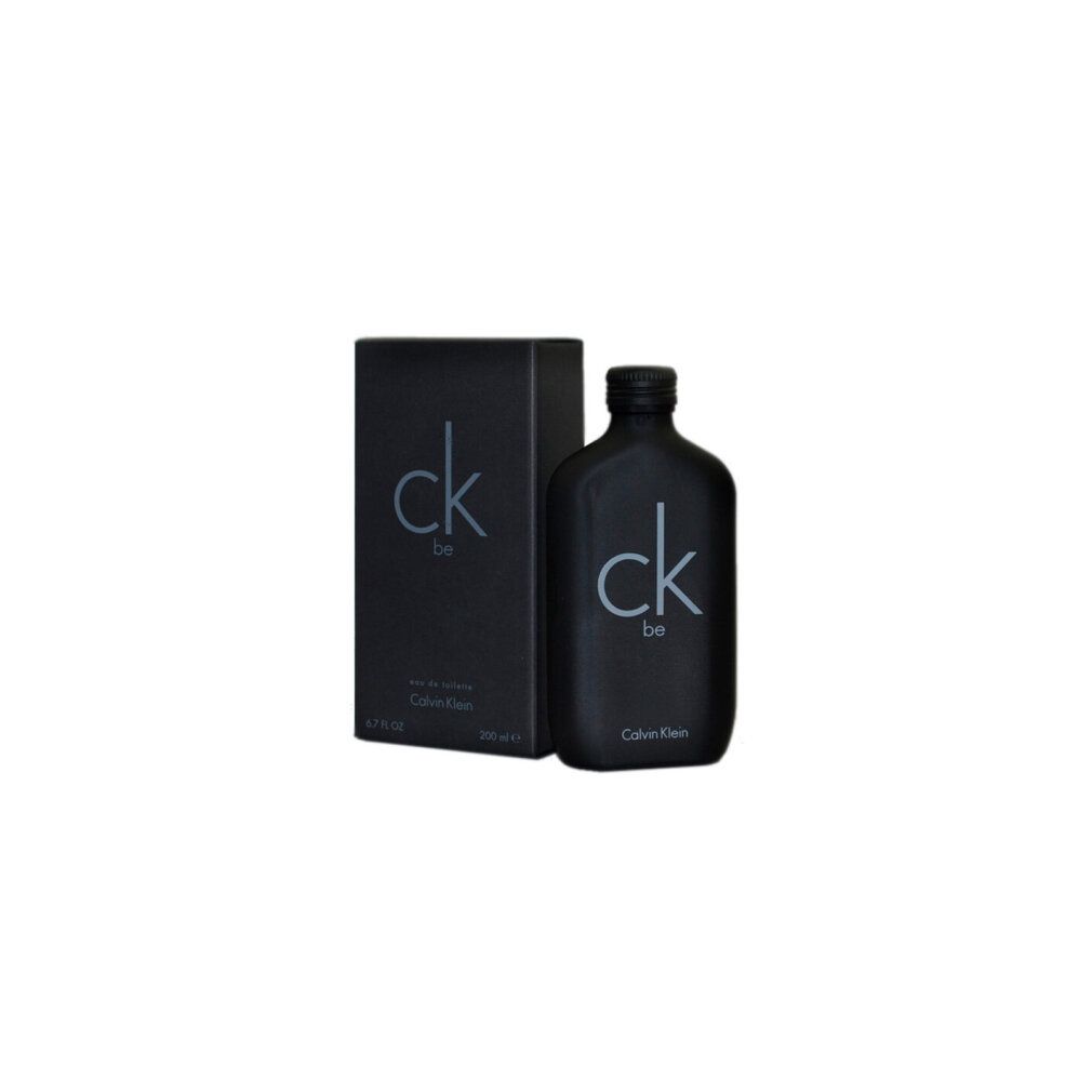 Flacon et boîte noirs Calvin Klein CK Be Eau de Toilette. Inscription : ck be, Calvin Klein.