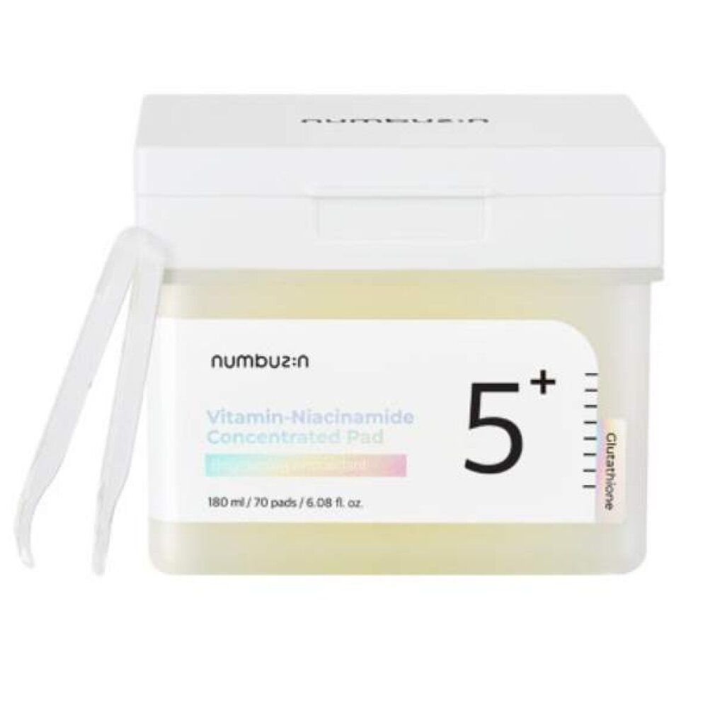 Numbuzin No.5 Vitamin-Niacinamide Concentrated Pad container met pincet.