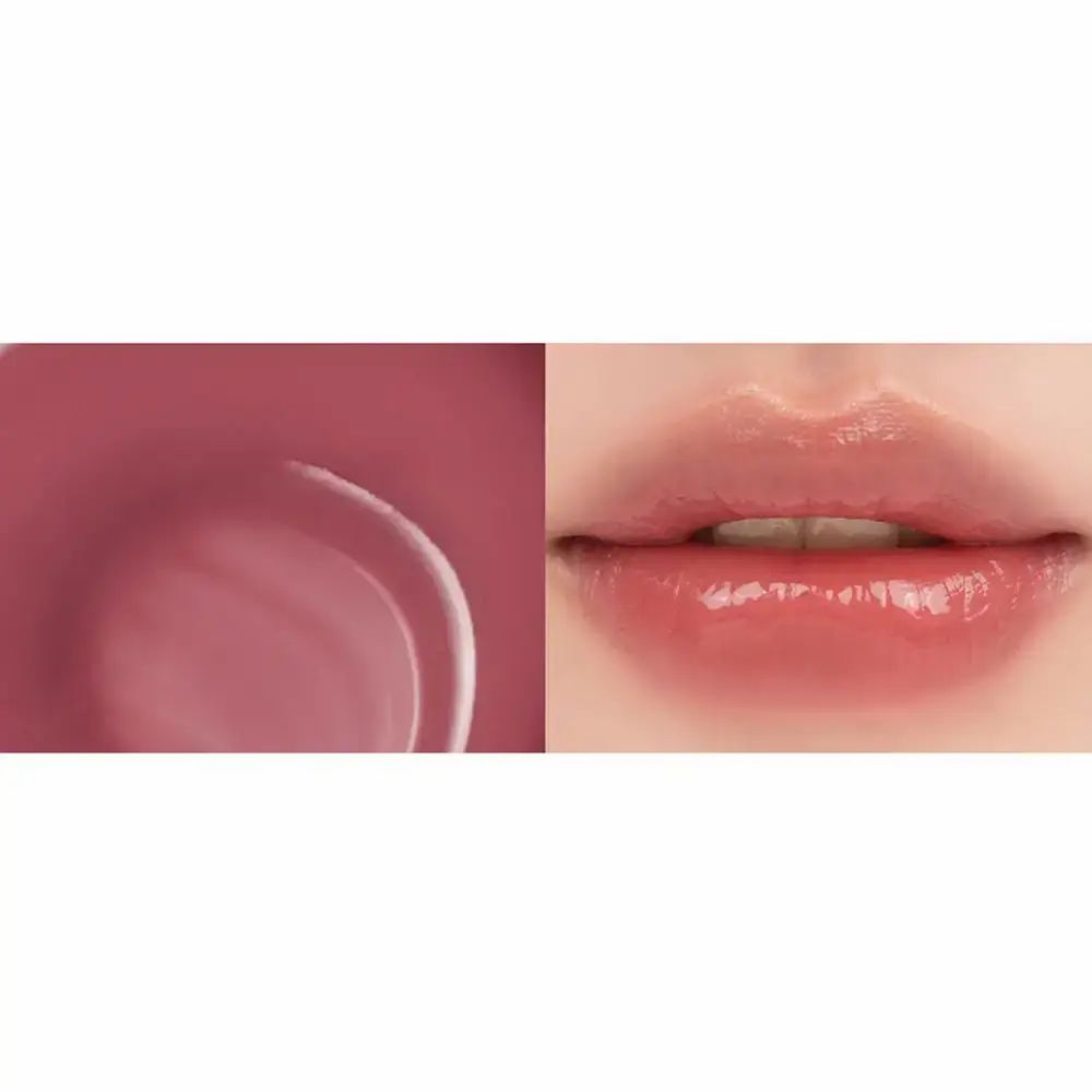 Close-up van lippen met lipgloss. Daarnaast een kleurvlek.