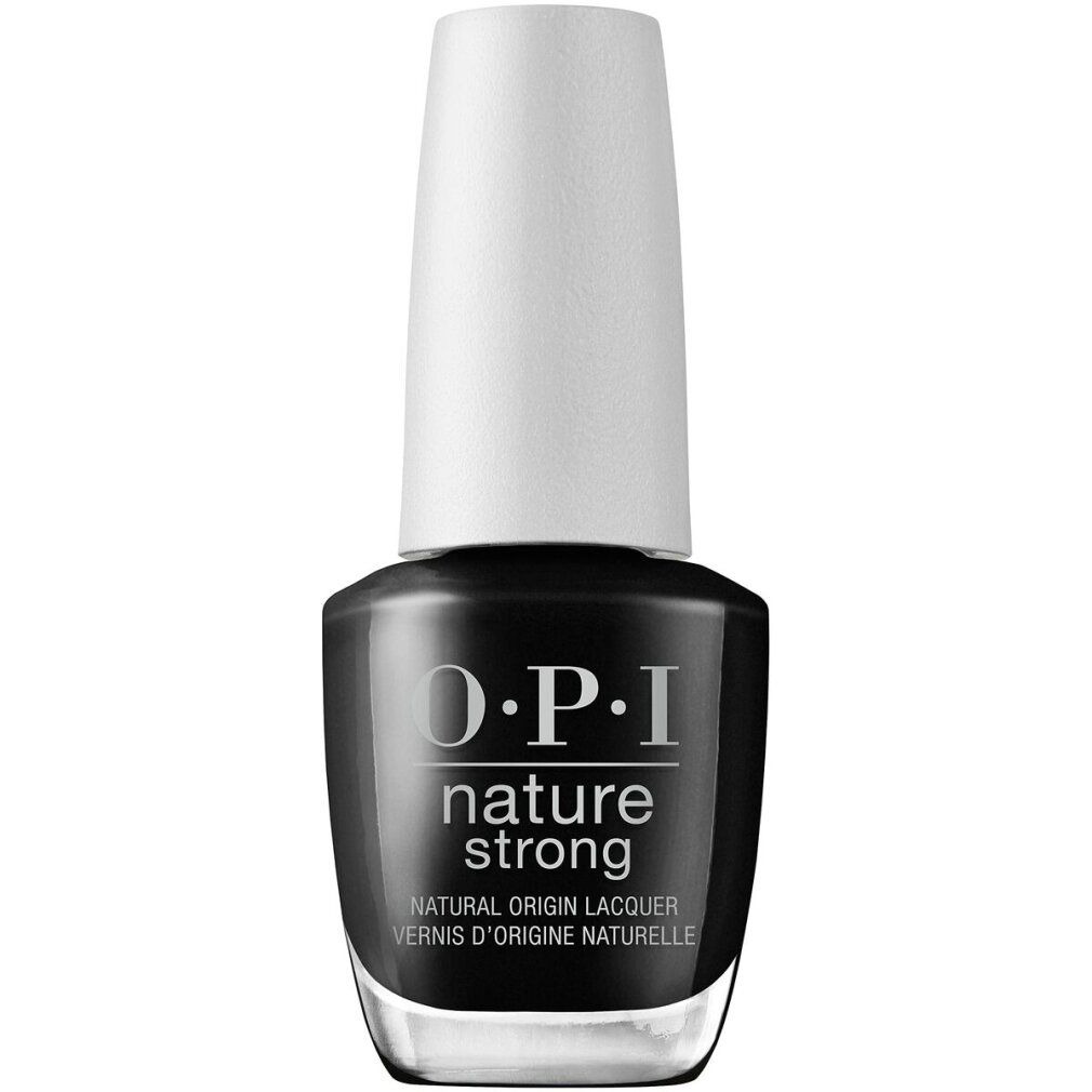 OPI Nature Strong nagellak. Zwarte fles met witte dop. Opschrift: Nature Strong, Natural Origin Lacquer.