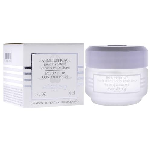 Pot de crème et boîte. Inscription: Baume Efficace, Eye and lip contour balm, Sisley Paris. 1 FL. OZ. 30 ml.