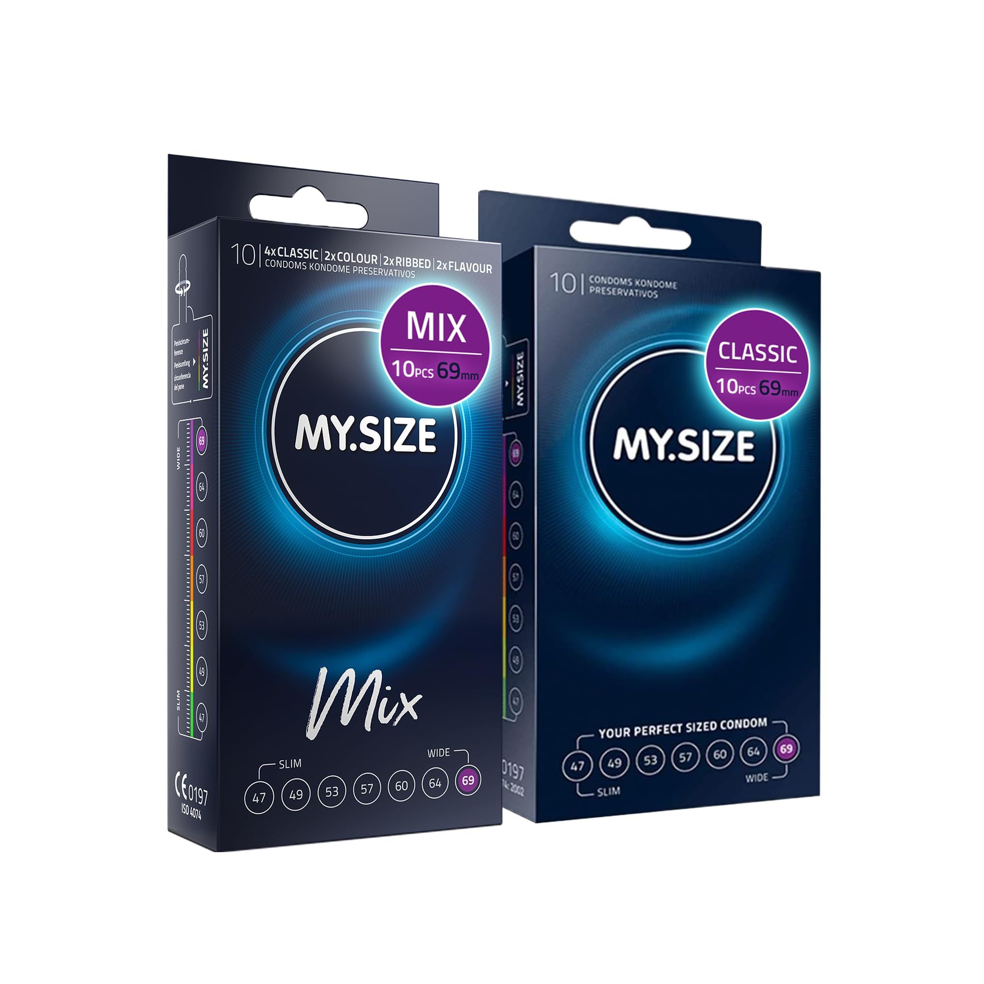MY.SIZE Mix Préservatif Set Taille 7 69mm