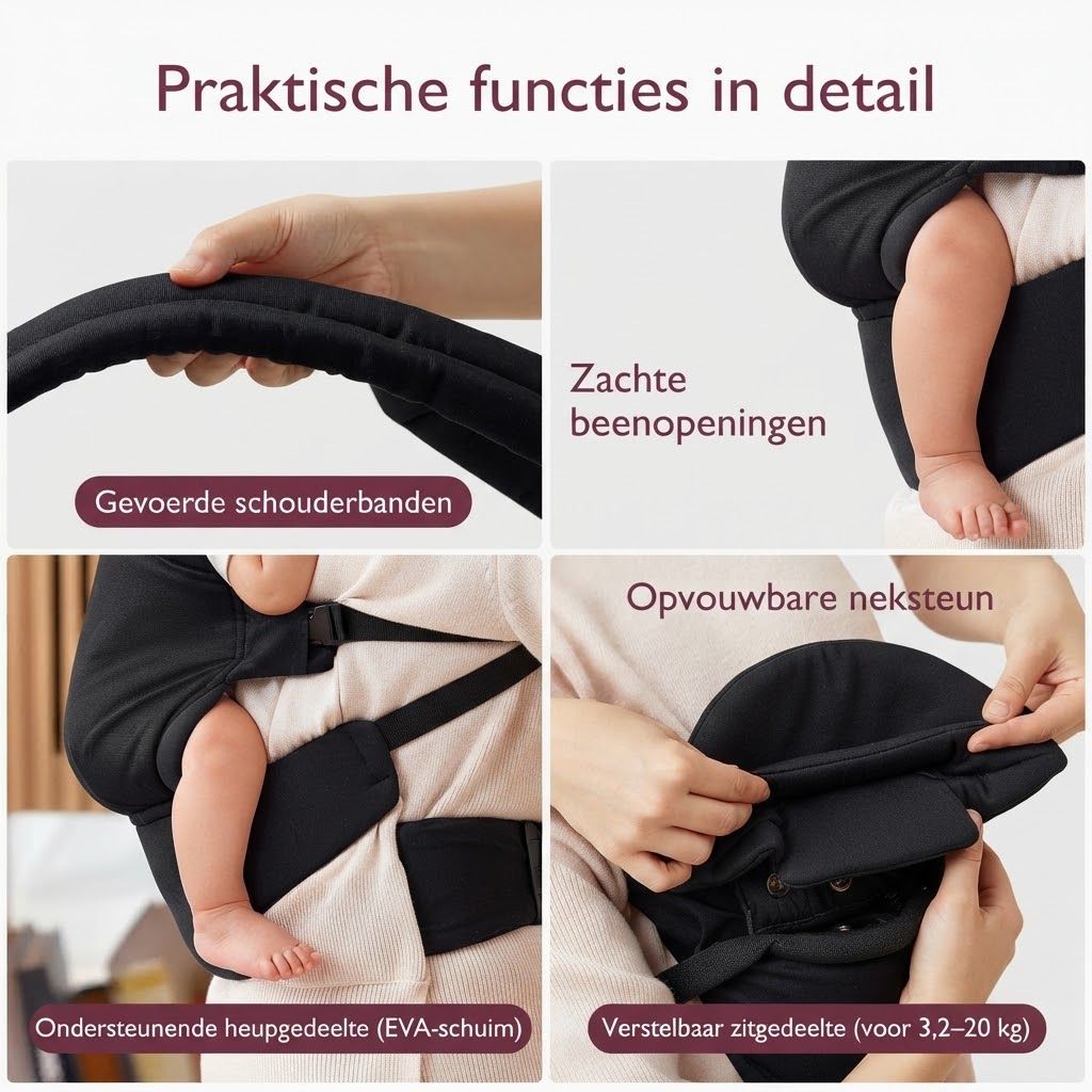 Momcozy Baby draagzak – Licht & ademend zwart